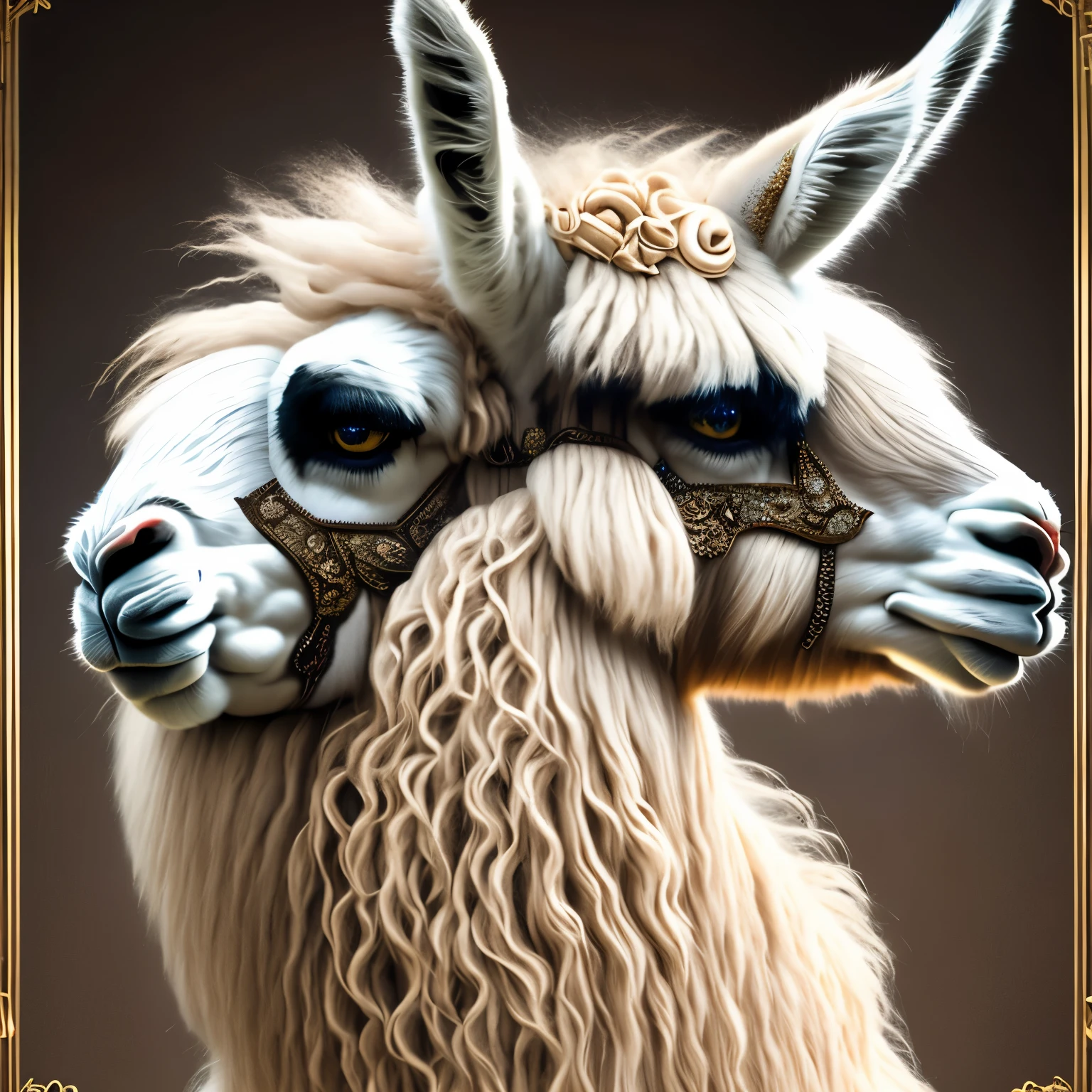 In the celestial realm, a majestic and enigmatic figure emerges as the embodiment of the zodiac sign Virgo. This wondrous Being takes the form of a Llama, its regal countenance gracing the boundless canvas of the cosmos. Its face, marked with the distinct features of the Virgo constellation, is adorned with intricate lines and precise detail.
The Llama's eyes gleam with intelligence and a thoughtful gaze, mirroring the meticulous nature of Virgo. Its Considerate and organized disposition is conveyed through the elegant arrangement of its mane, which cascades down its back in perfectly aligned waves