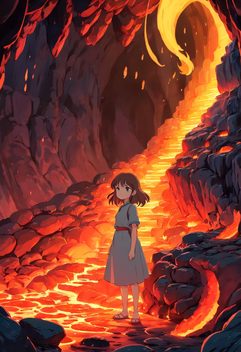 Lamia girl living in a lava cave
