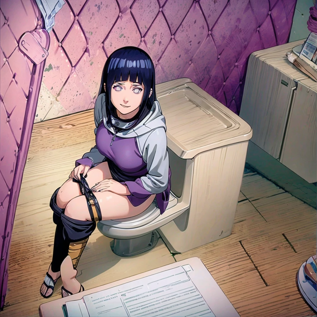 голый, (((hinata hyuga from naruto))), (((киска наполнена спермой - SeaArt  AI