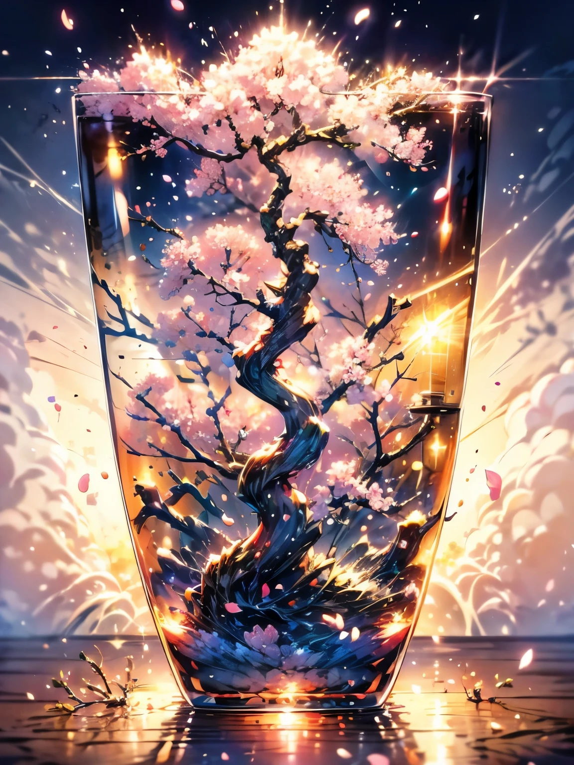 Put a cherry blossom tree in a glass