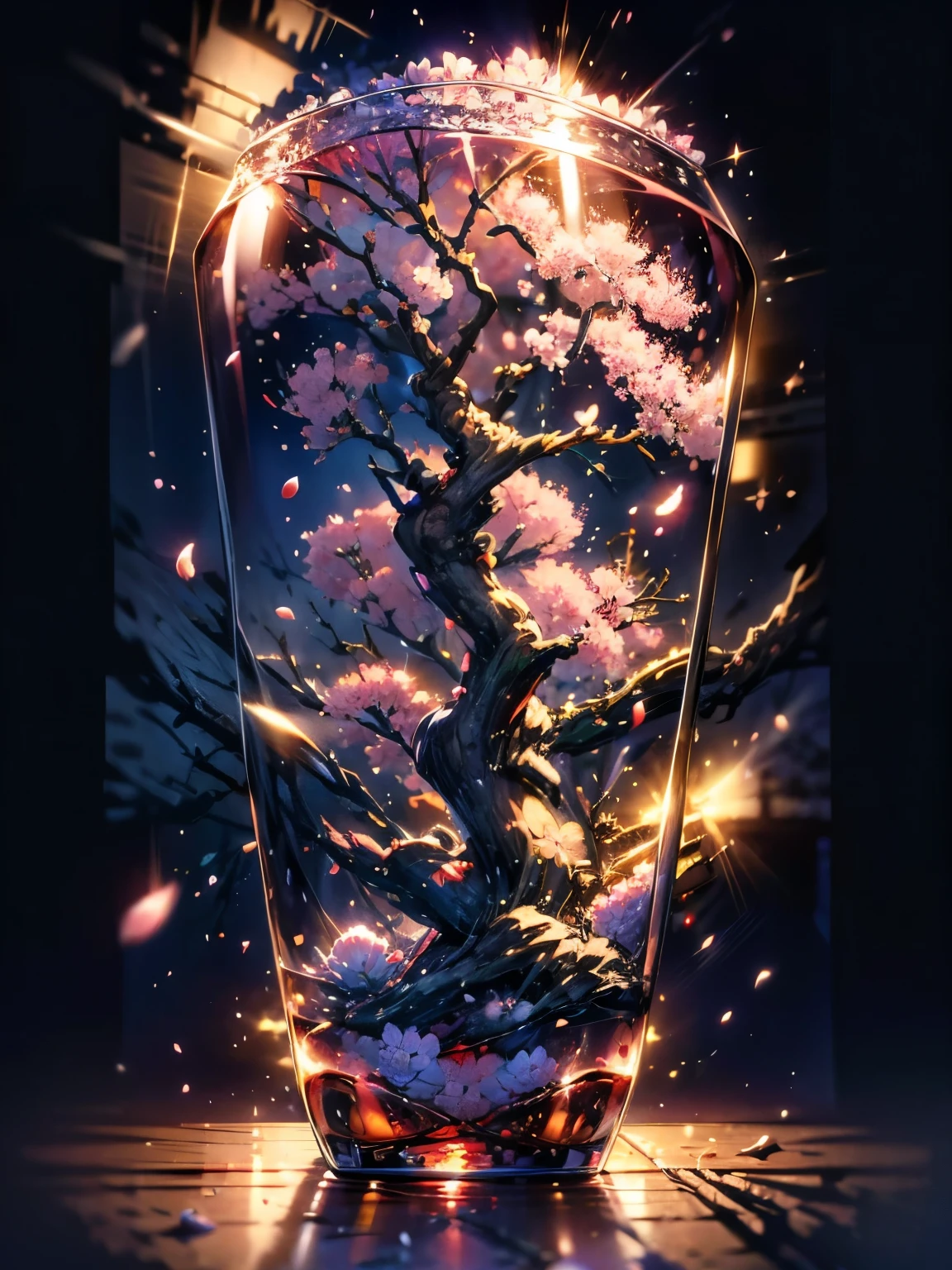 Put a cherry blossom tree in a glass