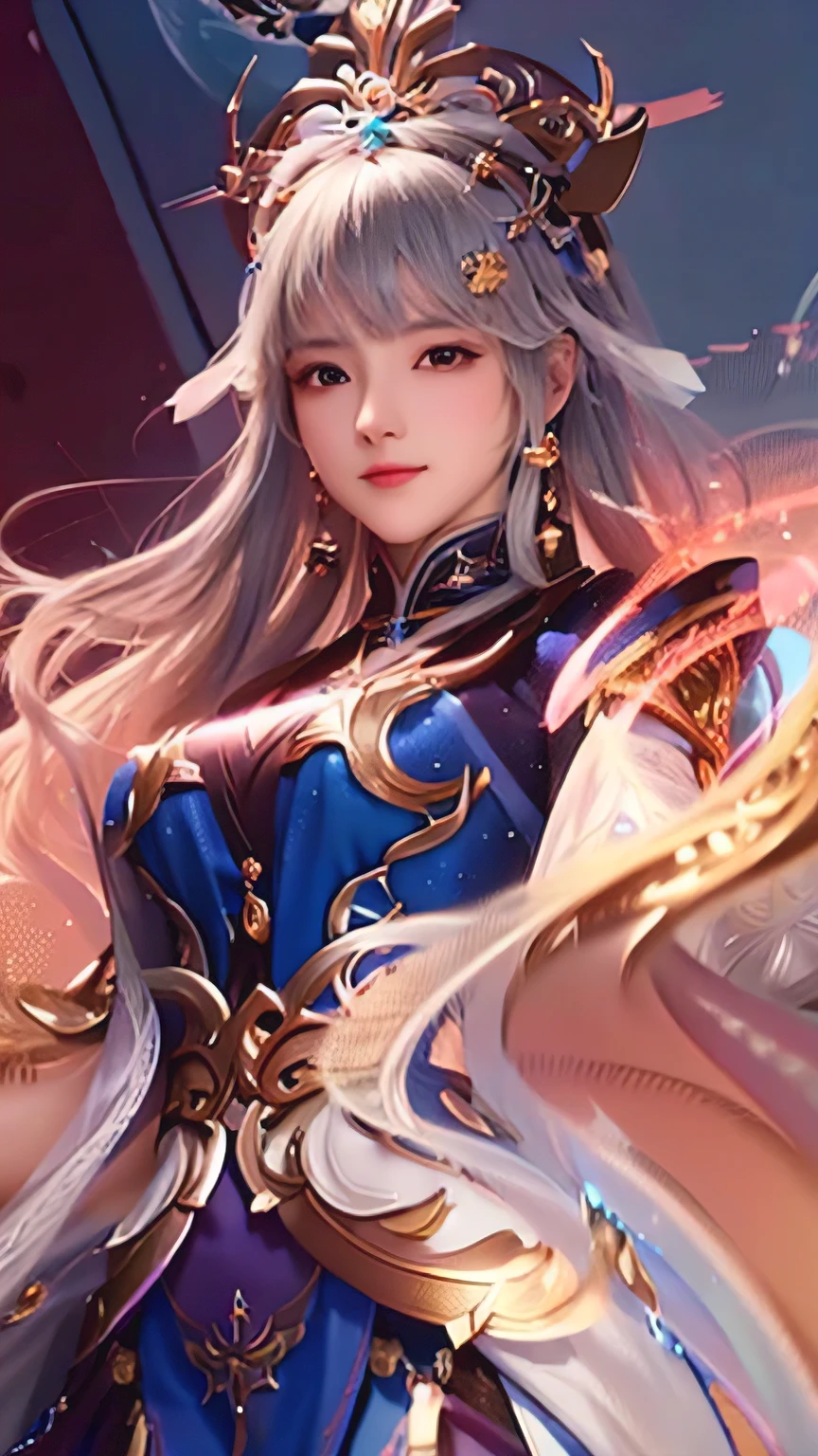 a close up of a woman in a blue dress holding a sword, portrait knights of zodiac girl, beautiful celestial mage, g liulian art style, by Yang J, knights of zodiac girl, beautiful character painting, inspired by Pu Hua, keqing from genshin impact, astri lohne, extremely detailed artgerm, inspired by Ju Lian