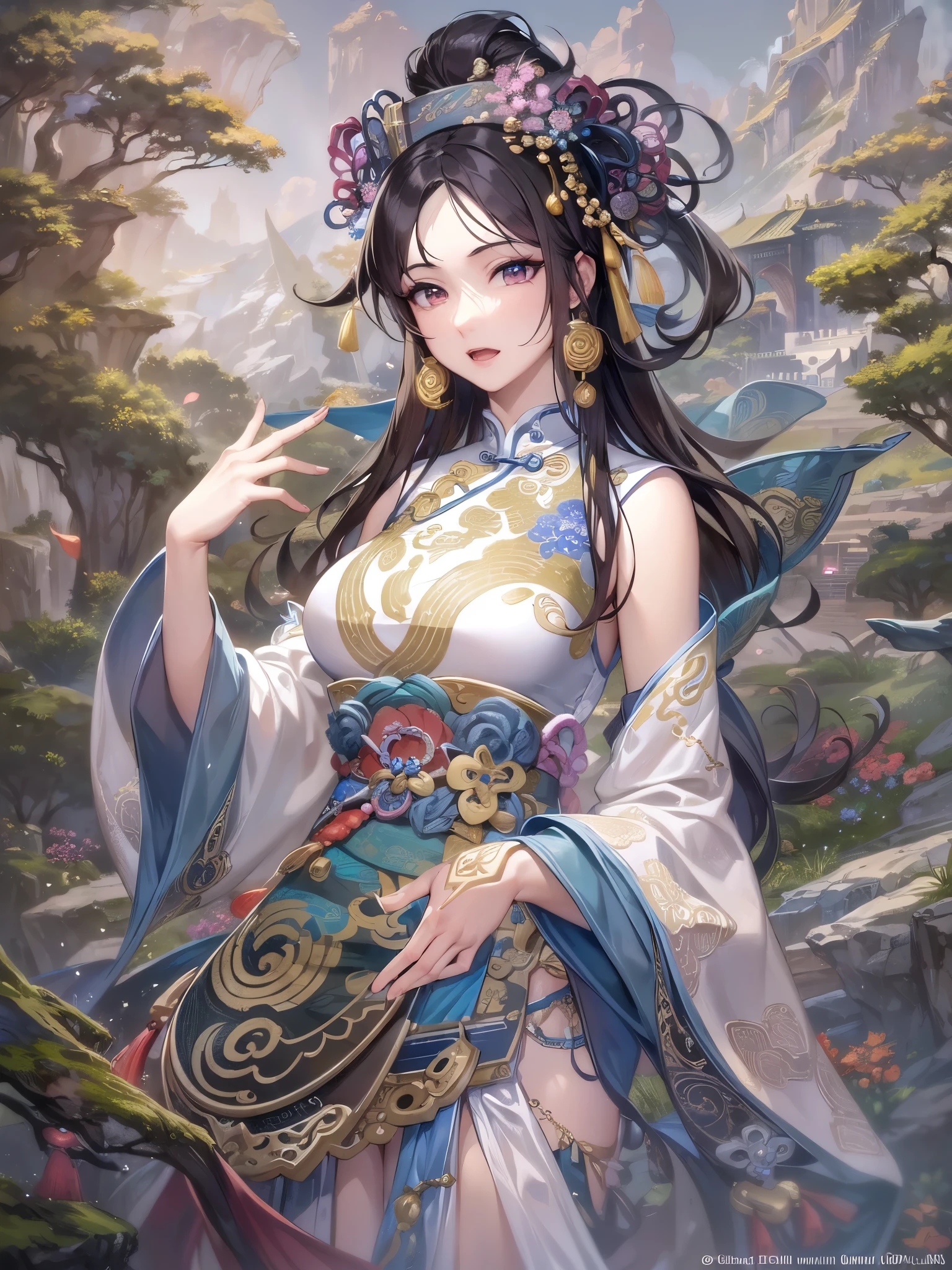 ((highest quality)),(Ultra-high resolution),(Very detailed),(Detailed Description),((The best CG)),(A masterpiece),Ultra-precise art,amazing drawing art,(Chinese fantasy art with precise details:1.5), 