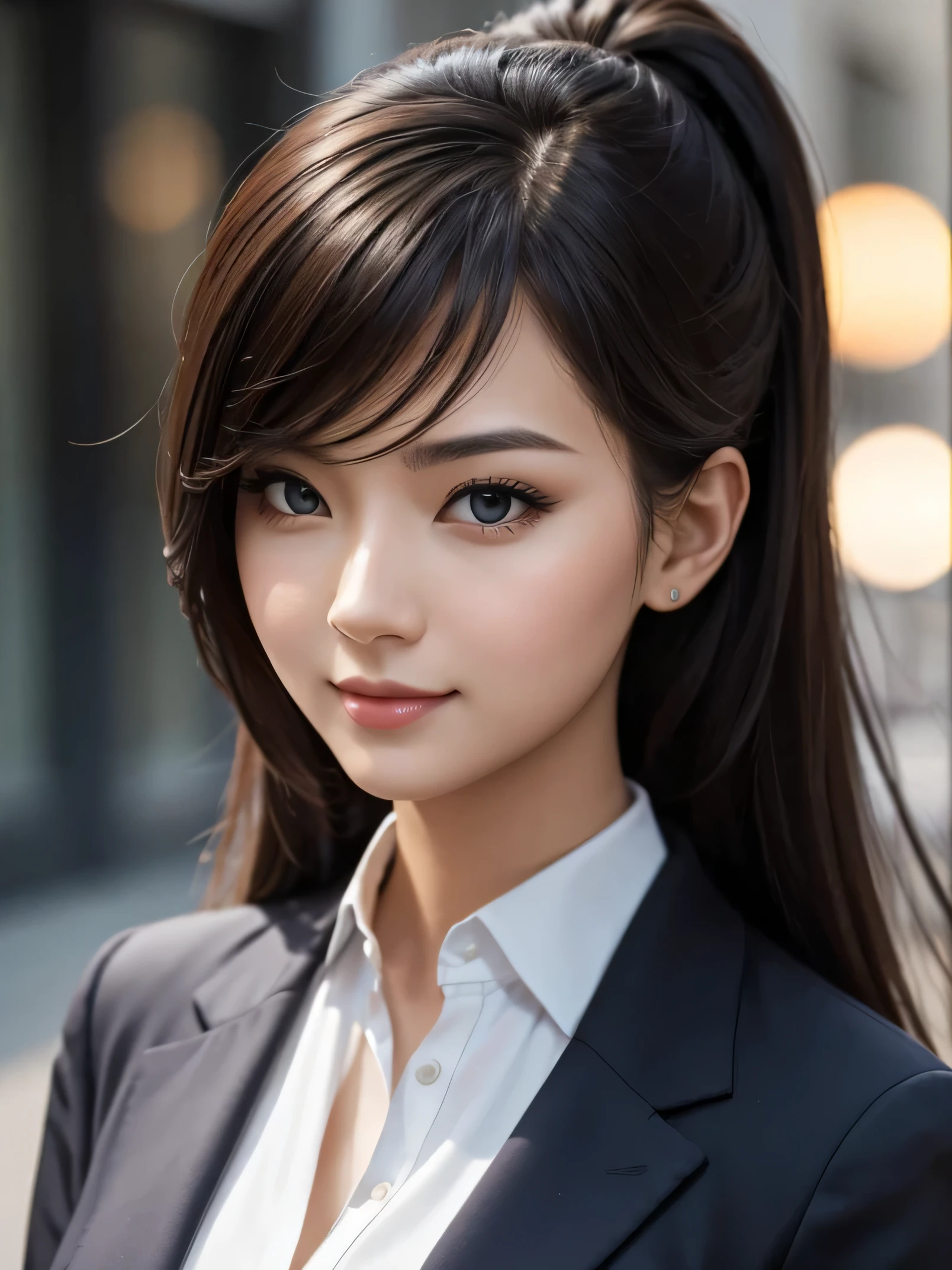 A young professional beautiful lady suitable for profile image facing camera
