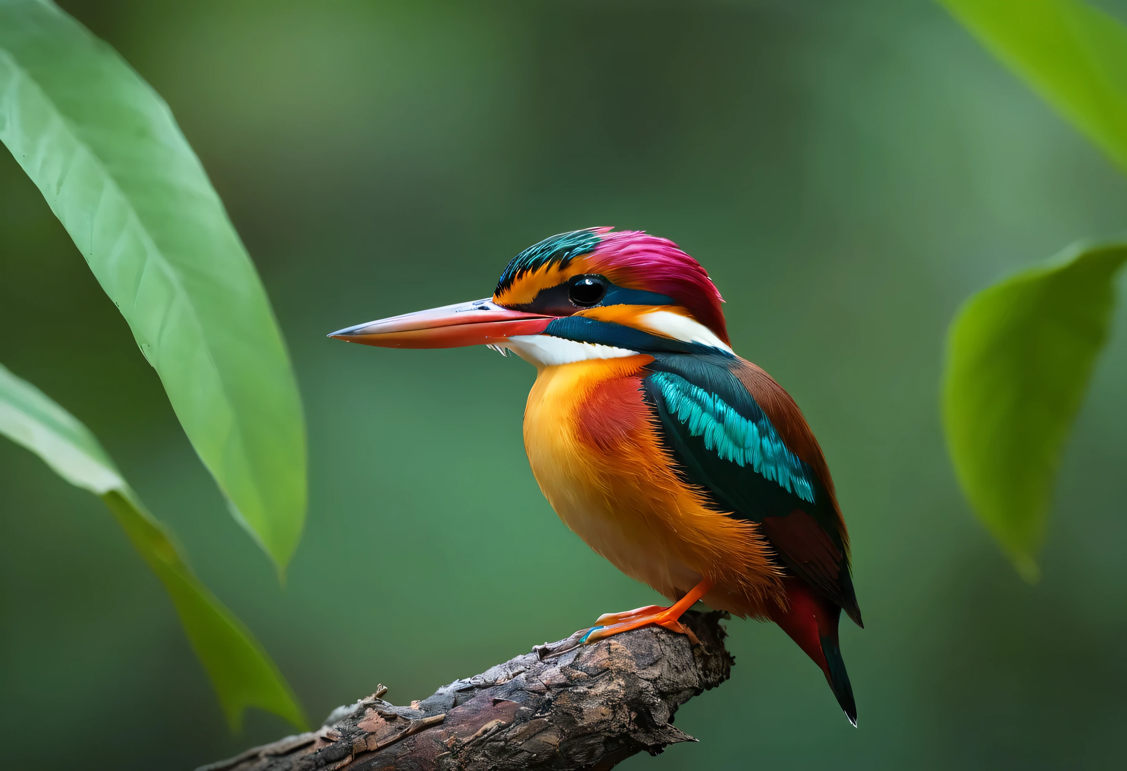 Rufous-backed Kingfisher, high resolution, high quality, master piece, cute photo, 8K, in the forest