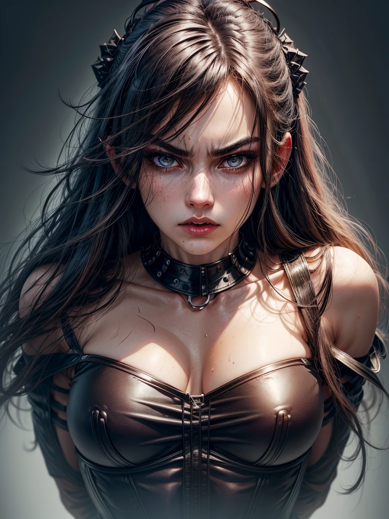 1 adult woman, Mature Woman, Official art, the Extremely Detailed CG Unity 8K Wallpapers, Perfect Lighting, Colorful, facial portrait, erotic position, Sexy mood, breasts, Bangs, Diabolical_girl,  Bare_shoulders, cleavage, Large_breasts, demon Wings, long, torn black sheer see through mesh ripped lowleg full panties, Hand in panties, on all fours, legs spread wide open, cameltoe, Wet patch on panties, Drenched, tight pussy, gloat, Make eye contact with the camera,