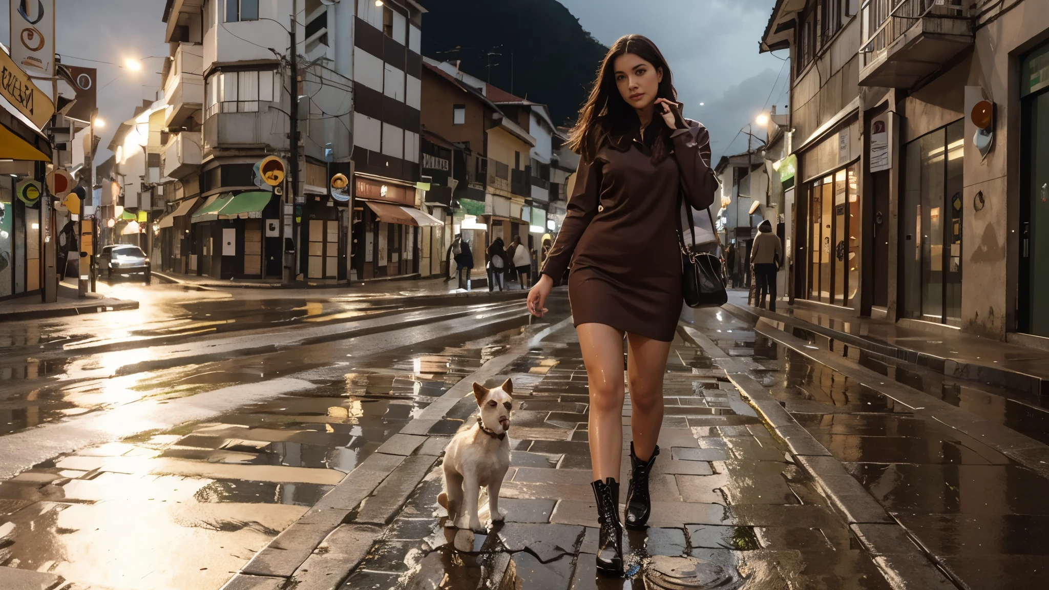 mulher esguia, loira, porcelain skin de vestido muito curto preto, vestido justo, vestido decotado, pernas bonitas, thin thighs and high boots walking on the wet sidewalk, ruas molhadas,  Linda parada na chuva, standing na chuva, Dasha Taran, na chuva, em um dia chuvoso, Na cidade, em um ambiente chuvoso, olhar molhado, na rua da cidade, Alexandre Rostov, Foto de Alexei Gurylev