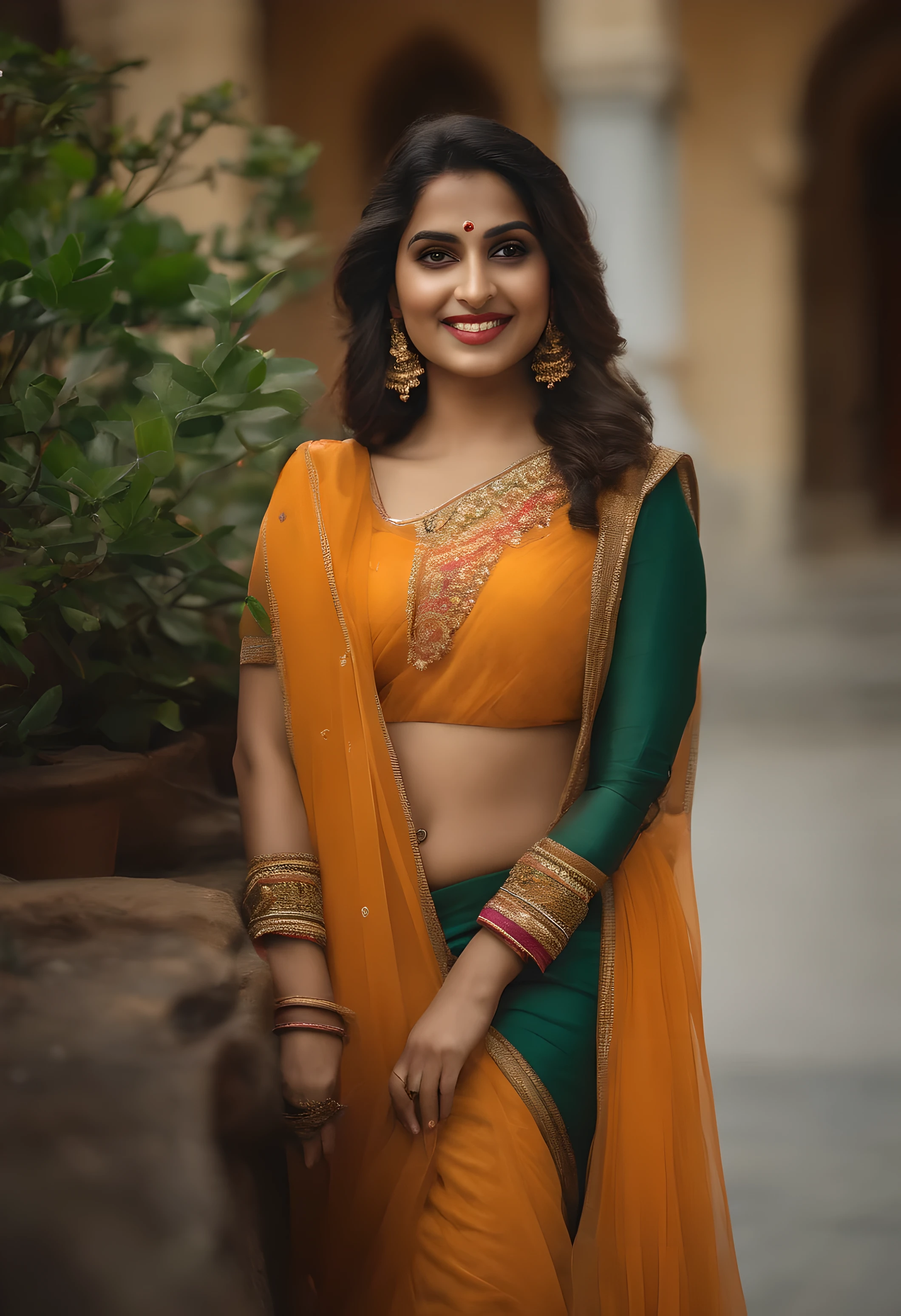 (best quality, high resolution, 4K, masterpiece,((Best Quality, 8k, Masterpiece: 1.3)), a modern Indian woman of Indian origin, selfie, looking at the camera and smiling, approachable, charming, seductive pose, ins style, fashionable dressing style, natural light , life photos, plump