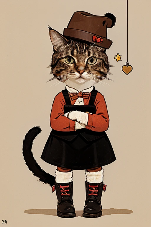 Illustration of a talking cat wearing boots and a hat