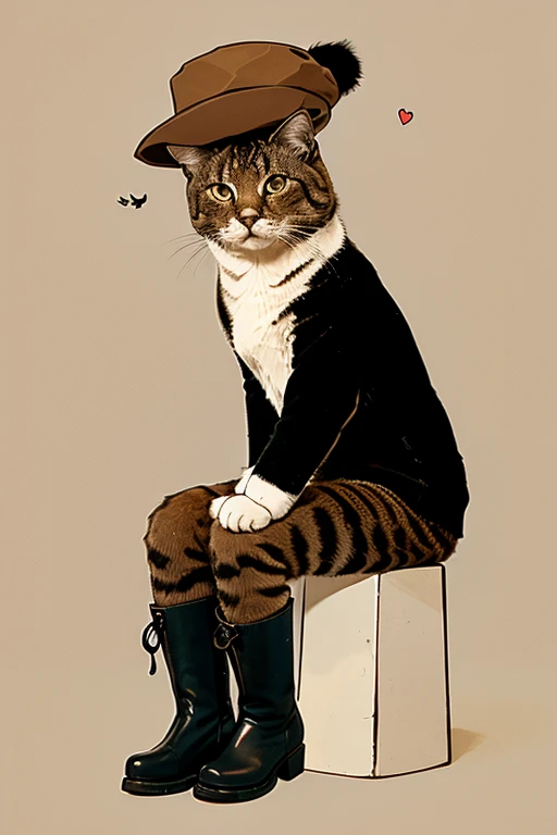 Illustration of a talking cat wearing boots and a hat