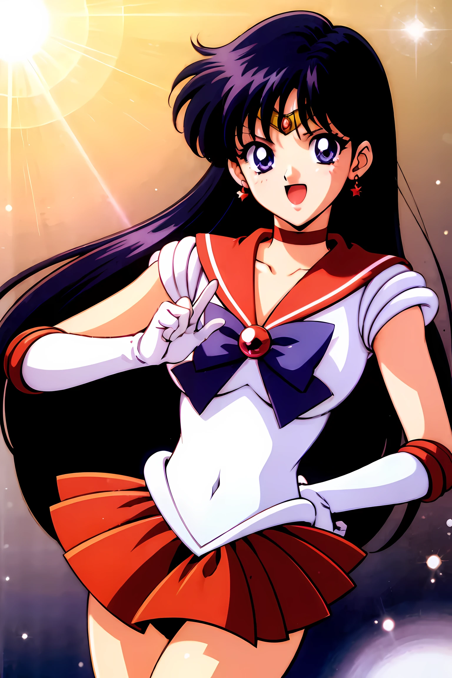 (highest quality:1.3), (masterpiece:1.4),(Anatomically correct), (Complete limbs),(Full Finger),(Accurate fingertips), (The finer details),(8k),About Photorealism,Sailor Moon!!!!!!!!, Sailor Moon Style,by Sailor Moon, Sailor Warrior Uniforms,(Sailor Mars:1.25),Aqua Eye,Long black hair,Red choker,Red High Heels,(Super Detail),(90s Anime,90s Anime,90s Anime style,cheer up,cell shaded anime),
(Shining Eyes),blends well with the eye,blends well with the eye,Eye focus,(Carefully crafted brilliance, Lens flare:1.7),(Expressions of joy:1.51),Octane Rendering,Rainbow Paint Drops,Woman made of paint,Full Paint,(Movie Background),Splat,splash,Dark and blurry background,close,(Best writing, Very delicate and beautiful),Beautiful sparkle in every detail,(Soft Light:1.2),(soft money tone lighting),W腕 and Soft Lighting,dramatic light,((Cinematic Light)),Ambient Occlusion,Zhou Xianguang,Intense,powerful,Absolutely eye-catching splashes of color,((caustic)),ray tracing reflection,The light shines,morning,Unleash the magic of fire,