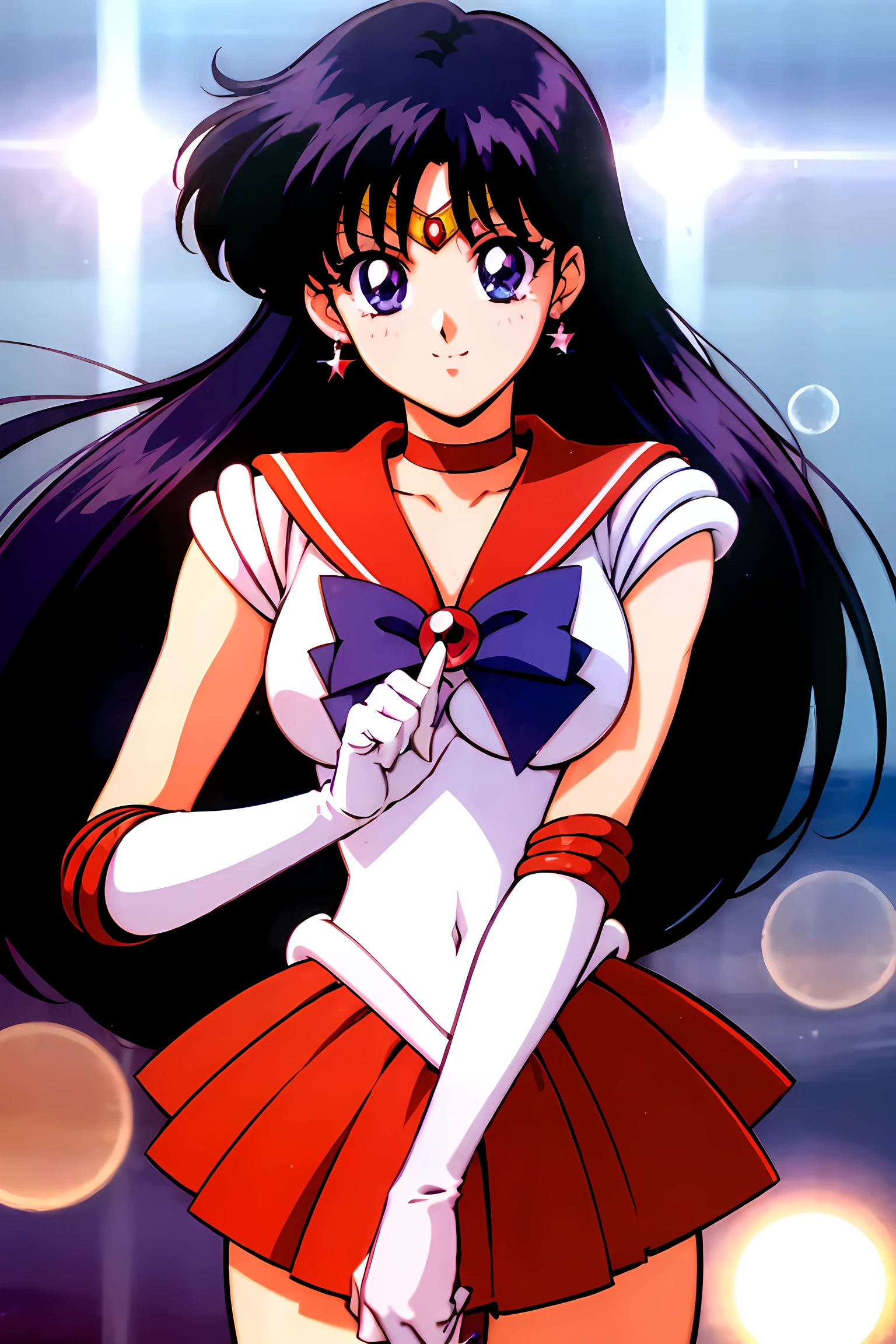 (highest quality:1.3), (masterpiece:1.4),(Anatomically correct), (Complete limbs),(Full Finger),(Accurate fingertips), (The finer details),(8k),About Photorealism,Sailor Moon!!!!!!!!, Sailor Moon Style,by Sailor Moon, Sailor Warrior Uniforms,(Sailor Mars:1.25),Aqua Eye,Long black hair,Red choker,Red High Heels,(Super Detail),(90s Anime,90s Anime,90s Anime style,cheer up,cell shaded anime),
(Shining Eyes),blends well with the eye,blends well with the eye,Eye focus,(Carefully crafted brilliance, Lens flare:1.7),(Expressions of joy:1.51),Octane Rendering,Rainbow Paint Drops,Woman made of paint,Full Paint,(Movie Background),Splat,splash,Dark and blurry background,close,(Best writing, Very delicate and beautiful),Beautiful sparkle in every detail,(Soft Light:1.2),(soft money tone lighting),W腕 and Soft Lighting,dramatic light,((Cinematic Light)),Ambient Occlusion,Zhou Xianguang,Intense,powerful,Absolutely eye-catching splashes of color,((caustic)),ray tracing reflection,The light shines,morning,