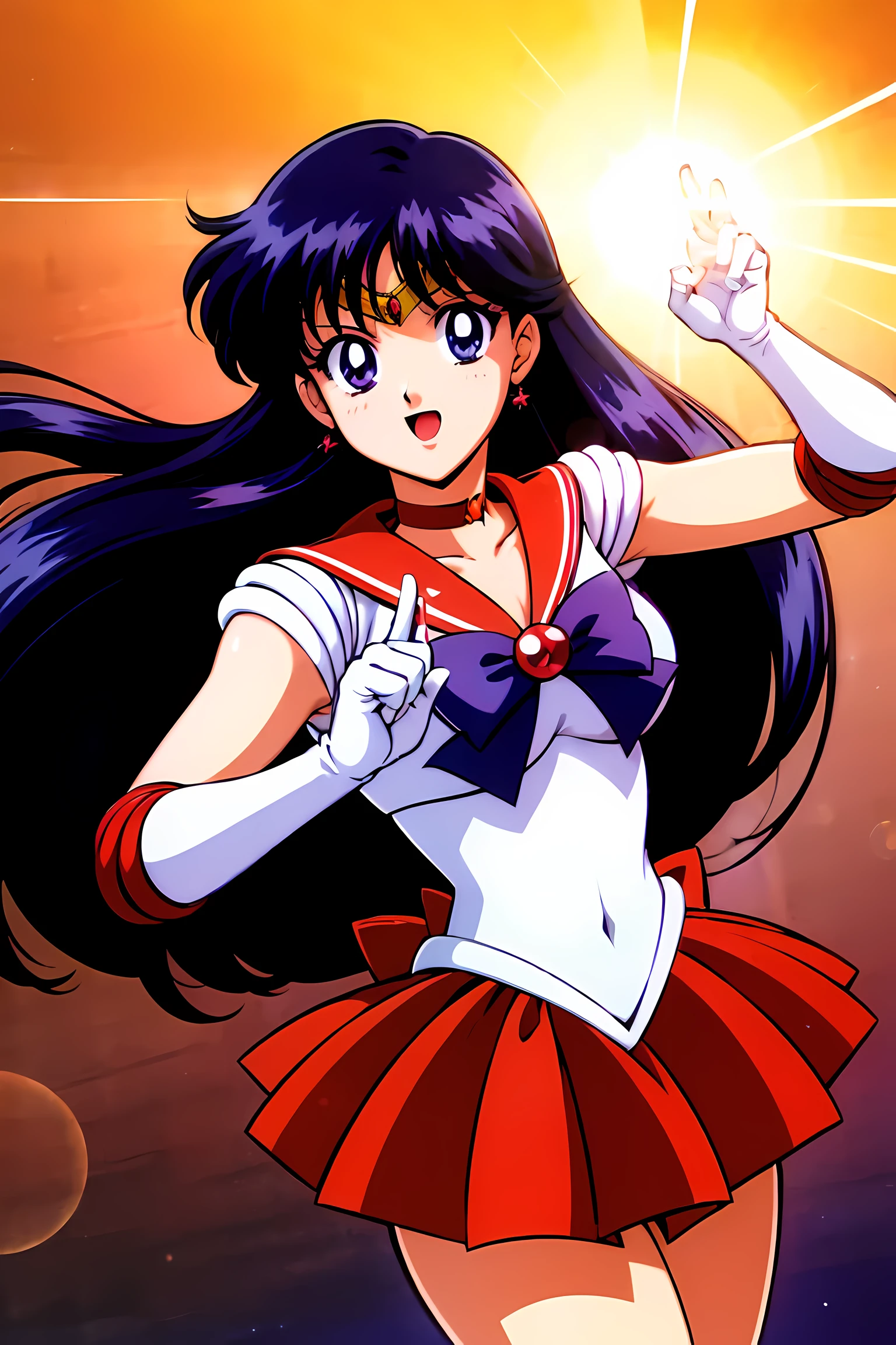 (highest quality:1.3), (masterpiece:1.4),(Anatomically correct), (Complete limbs),(Full Finger),(Accurate fingertips), (The finer details),(8k),About Photorealism,Sailor Moon!!!!!!!!, Sailor Moon Style,by Sailor Moon, Sailor Warrior Uniforms,(Sailor Mars:1.25),Aqua Eye,Long black hair,Red choker,Red High Heels,(Super Detail),(90s Anime,90s Anime,90s Anime style,cheer up,cell shaded anime),
(dynamic boxing pose:1.25), Strong lighting),born,Color Theme Red, dramatic light, (Expression of joy:1.4),magician, spell magic, magic circle, ((Magic in the hands)),(use light magic:1.14),Fire Magic, Imaginative Overlays, Artistic Fusion,Fantastic scene, moving story, Impressive visuals,
(Shining Eyes),blends well with the eye,blends well with the eye,Eye focus,(Carefully crafted brilliance, Lens flare:1.7),(Expressions of joy:1.51),Octane Rendering,Rainbow Paint Drops,Woman made of paint,Full Paint,(Movie Background),Splat,splash,Dark and blurry background,close,(Best writing, Very delicate and beautiful),Beautiful sparkle in every detail,(Soft Light:1.2),(soft money tone lighting),W腕 and Soft Lighting,dramatic light,((Cinematic Light)),Ambient Occlusion,Zhou Xianguang,Intense,powerful,Absolutely eye-catching splashes of color,((caustic)),ray tracing reflection,The light shines,morning,