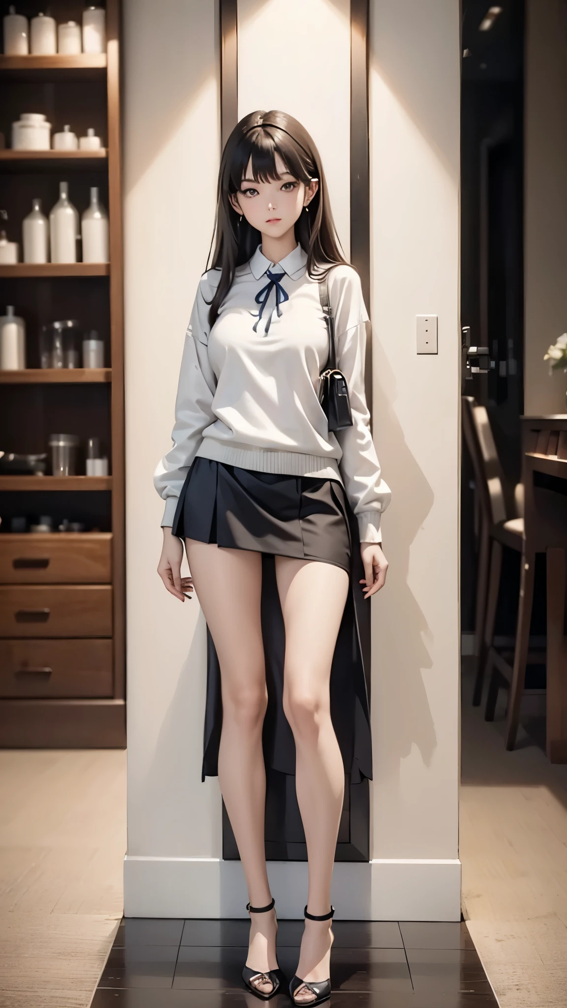 ((Biologically correct limb and finger count))、((Standing posture))、Masterpiece、High heels、anklet、stockings、skirt、Close-up photo of the lower body