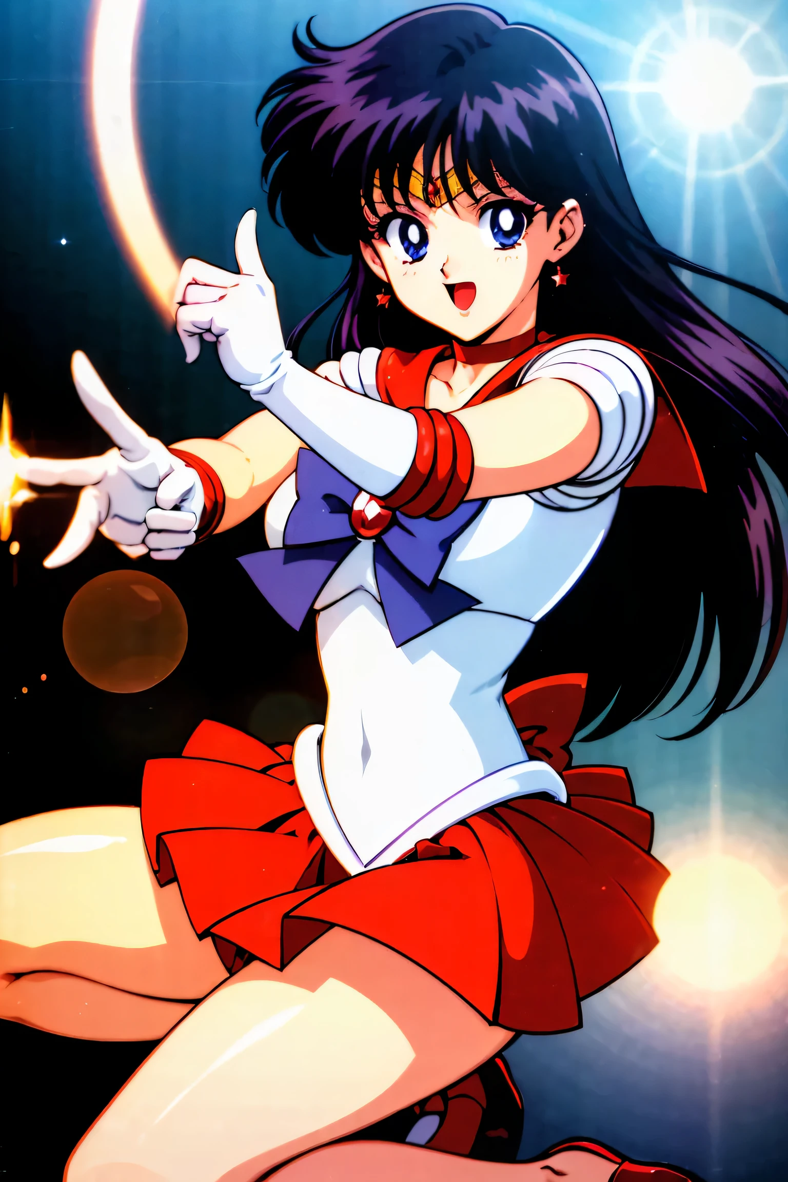 (highest quality:1.3), (masterpiece:1.4),(Anatomically correct), (Complete limbs),(Full Finger),(Accurate fingertips), (The finer details),(8k),About Photorealism,Sailor Moon!!!!!!!!, Sailor Moon Style,by Sailor Moon, Sailor Warrior Uniforms,(Sailor Mars:1.25),Aqua Eye,Long black hair,Red choker,Red High Heels,(Super Detail),(90s Anime,90s Anime,90s Anime style,cheer up,cell shaded anime),
(dynamic boxing pose:1.25), Strong lighting),born,Color Theme Red, dramatic light, (Expression of joy:1.4),magician, spell magic, magic circle, ((Magic in the hands)),(Use Fire Magic:1.14),Fire Magic, Imaginative Overlays, Artistic Fusion,Fantastic scene, moving story, Impressive visuals,

(Shining Eyes),blends well with the eye,blends well with the eye,Eye focus,(Carefully crafted brilliance, Lens flare:1.7),(Expressions of joy:1.51),Octane Rendering,Rainbow Paint Drops,Woman made of paint,Full Paint,(Movie Background),Splat,splash,Dark and blurry background,close,(Best writing, Very delicate and beautiful),Beautiful sparkle in every detail,(Soft Light:1.2),(soft money tone lighting),W腕 and Soft Lighting,dramatic light,((Cinematic Light)),Ambient Occlusion,Zhou Xianguang,Intense,powerful,Absolutely eye-catching splashes of color,((caustic)),ray tracing reflection,The light shines,morning,