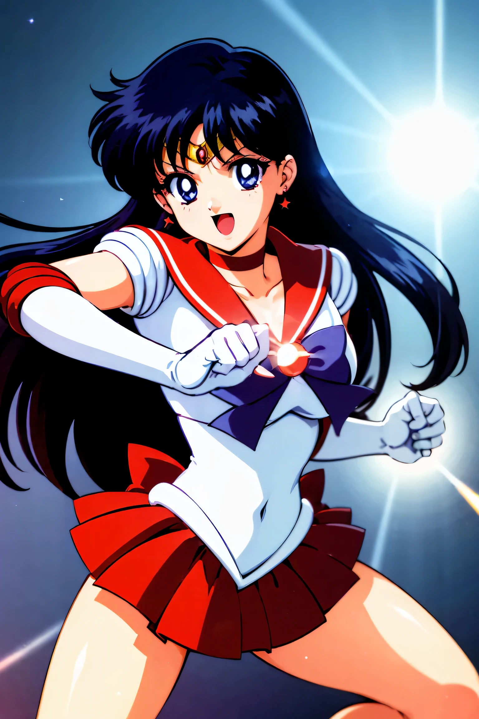 (highest quality:1.3), (masterpiece:1.4),(Anatomically correct), (Complete limbs),(Full Finger),(Accurate fingertips), (The finer details),(8k),About Photorealism,Sailor Moon!!!!!!!!, Sailor Moon Style,by Sailor Moon, Sailor Warrior Uniforms,(Sailor Mars:1.25),Aqua Eye,Long black hair,Red choker,Red High Heels,(Super Detail),(90s Anime,90s Anime,90s Anime style,cheer up,cell shaded anime),
(dynamic boxing pose:1.25), Strong lighting),born,Color Theme Red, dramatic light, (Expression of joy:1.4),magician, spell magic, magic circle, ((Magic in the hands)),(Use Fire Magic:1.14),Fire Magic, Imaginative Overlays, Artistic Fusion,Fantastic scene, moving story, Impressive visuals,

(Shining Eyes),blends well with the eye,blends well with the eye,Eye focus,(Carefully crafted brilliance, Lens flare:1.7),(Expressions of joy:1.51),Octane Rendering,Rainbow Paint Drops,Woman made of paint,Full Paint,(Movie Background),Splat,splash,Dark and blurry background,close,(Best writing, Very delicate and beautiful),Beautiful sparkle in every detail,(Soft Light:1.2),(soft money tone lighting),W腕 and Soft Lighting,dramatic light,((Cinematic Light)),Ambient Occlusion,Zhou Xianguang,Intense,powerful,Absolutely eye-catching splashes of color,((caustic)),ray tracing reflection,The light shines,morning,