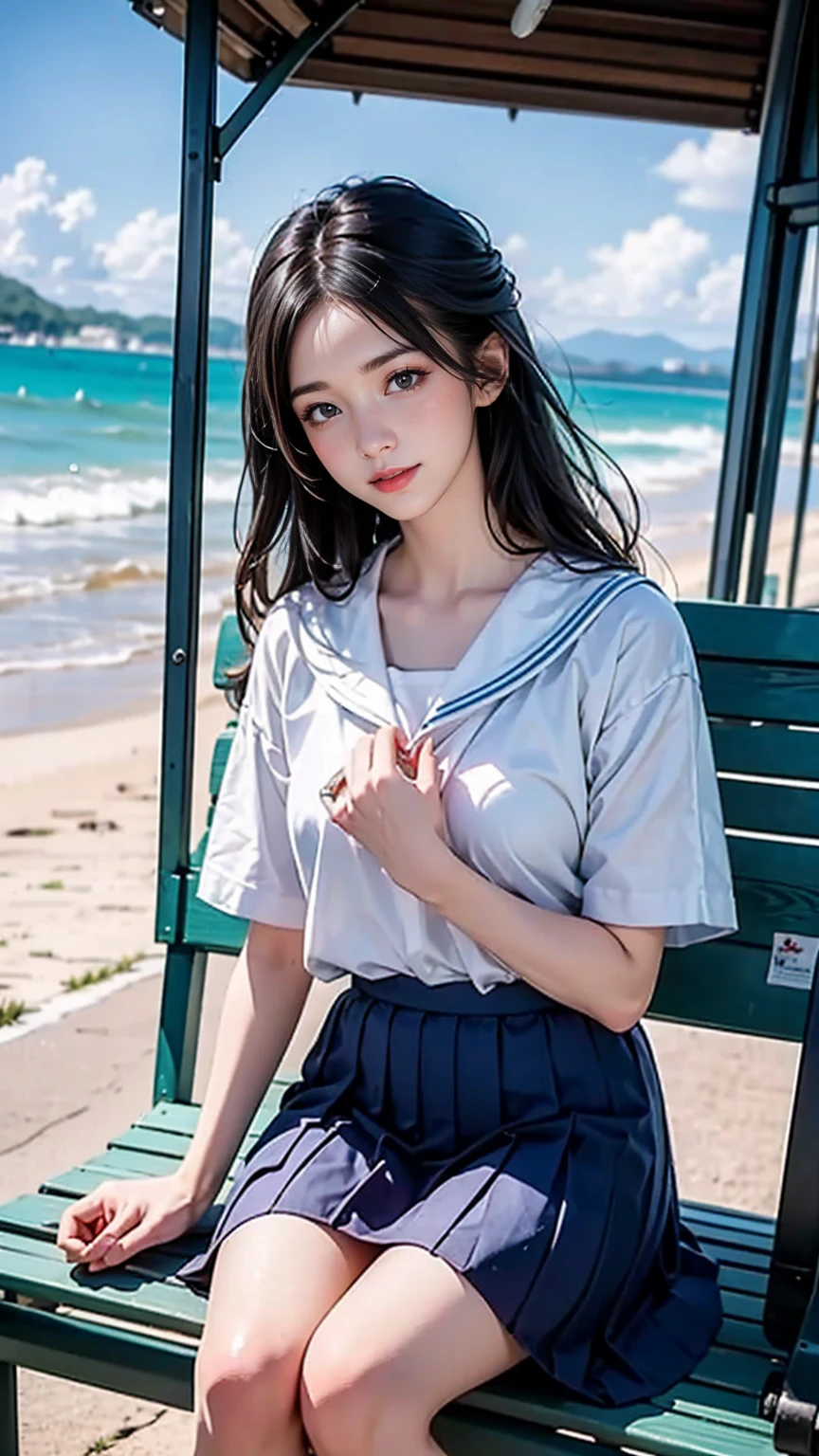 Japan summer Ocean high school student uniform
