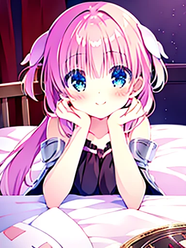 ((Tabletop)), ((highest quality)), (Very detailed), Anime Style, On the bed, cute, One Girl, alone, ((Beautiful Eyes))0, smile