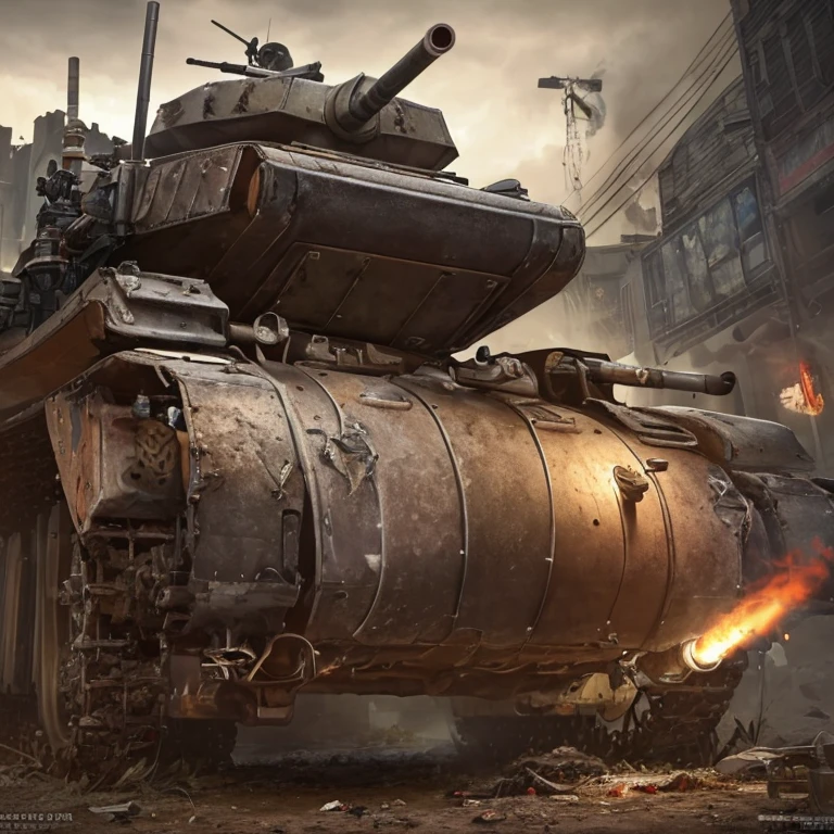 (highest quality,4K,8k,High resolution,masterpiece:1.2),ultra-detailed,(Realistic,photoRealistic,photo-Realistic:1.37),creepy vaporpunk crab tank,(mechanical,Industrial,metallic:0.9),(detailed,Elaborate) crab-shaped tank with vaporpunk elements,Wandering the Wilderness,(Unlucky,dark) atmosphere,Find an unsuspecting merchant,(Unluckyな,Intimidating) exterior,vapor-powered mechanism,Claws that can crush anything,(Grainy,Post-apocalyptic) setting,Antenna protruding from the top of the tank,Emits an eerie light,(Threatening,Villain) nature,(cigarette,vapor) bursting from joints and exhaust pipes,Decorative gears and pipes covering the outside of the tank,exposed mechanical parts,Spikes and jagged edges,(Tattered,Faded) A flag hanging from the body of a tank,Armed with (cannon,Gatling Gun,rocket launcher),(creak,metallic) mechanical sounds,Their mere presence spreads fear,Scavenge for resources to survive.、Beauty、Camel Toe、Giant tit、Nipple Puffs、Battlefield、Cleavage、Plump、Super big breasts、Super big butt