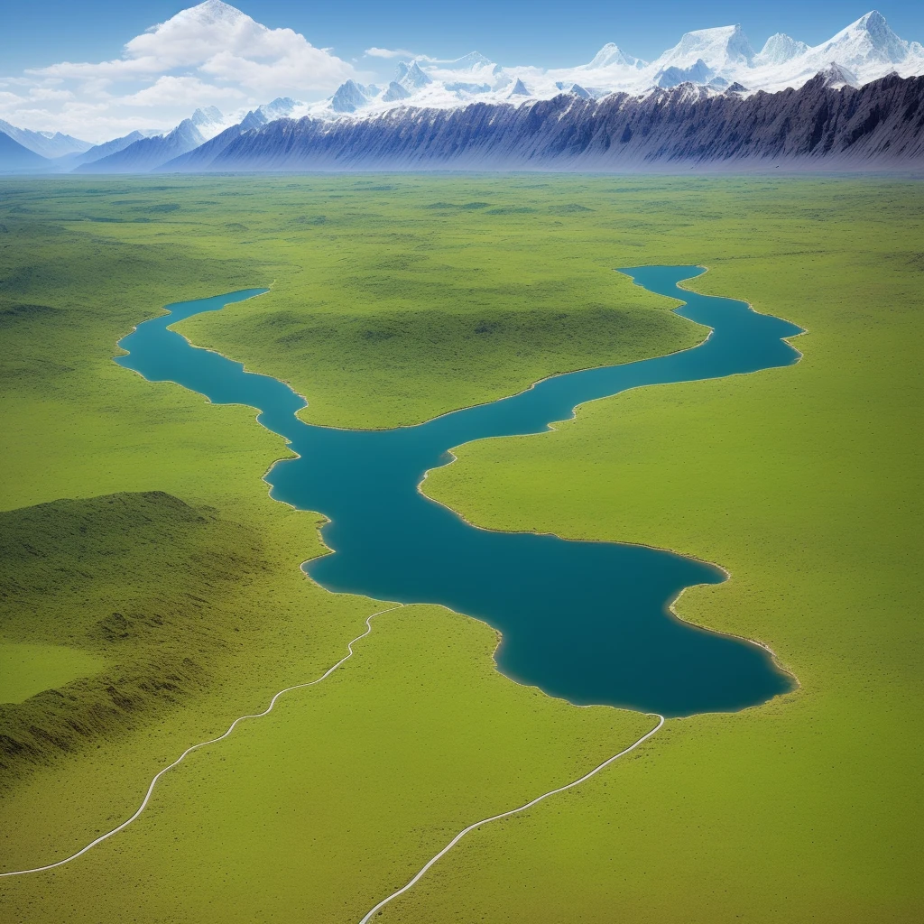 A breathtaking depiction of Earth's transformation, showcasing a long-term shift in average weather patterns that have come to define local, regional, and global climates. This masterpiece, captured in the best quality, reveals intricate details of the new landscapes and environments, with hyper-realistic textures and colors. The scene unfolds in an ultrahigh resolution, as if transporting us directly into the heart of this climatic evolution.
In the foreground, melting glaciers give way to lush green vegetation, while arid deserts bloom with new life. Rolling hills that once bore barren land now teem with life, as the seasons undergo unexpected