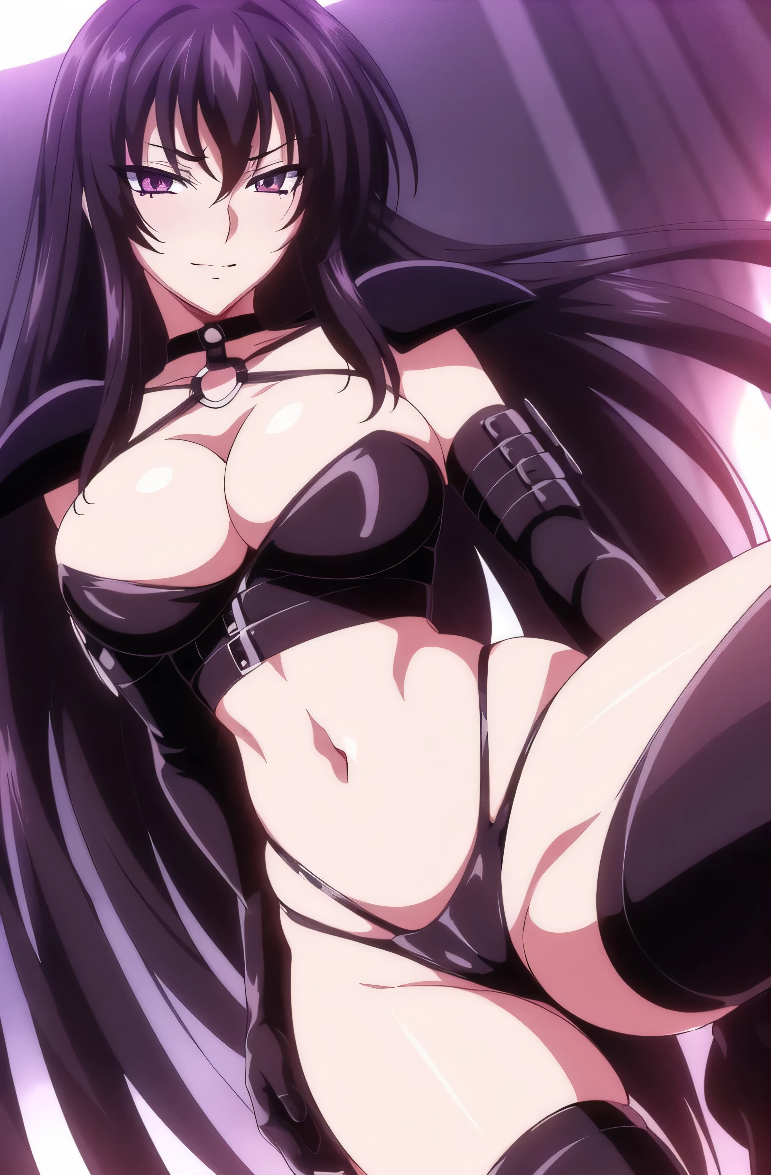 (night:1.7), , , collarbone,choker,black outfit,belly button, Torn_Clothes, Torn_leg wear,Lock,collar, shoulder armor, High leg,boots,Thighhighs, purple_eye,,black_hair,very_length_hair,elbow_gloves, 1 girl, 20 years,mature woman,beautiful Finger,beautiful length legs,beautiful body,beautiful Nose,beautiful character design, perfect eye, perfect face, looking at the viewer, (innocent_big_eye:1.0),laugh at,evil_smile,evil_face,smirk,view,, collarbone,choker,black outfit,belly button, Torn_Clothes, Torn_leg wear,Lock,collar, shoulder armor, High leg,boots,Thighhighs, purple_eye,,black_hair,very_length_hair,elbow_gloves, 1 girl, 20 years,mature woman,beautiful Finger,beautiful length legs,beautiful body,beautiful Nose,beautiful character design, perfect eye, perfect face, looking at the viewer, (innocent_big_eye:1.0),, NSFW,official art,Highly detailed CG Unity 8K wallpaper, perfect lighting,colorful, bright_front_face_lit, (masterpiece:1.0),(Highest_quality:1.0), 超High resolution,4k,Super detailed, photo shoot, 8K, HDR, High resolution, disorganized:1.2, kodak portrait 400, film grain, blurred background, Bokeh:1.2, Lens flare, (lively_color:1.2) (beautiful,big_chest:1.4), (beautiful_face:1.5),(narrow_waist)NSFW,official art,Highly detailed CG Unity 8K wallpaper, perfect lighting,colorful, bright_front_face_lit, (masterpiece:1.0),(Highest_quality:1.0), 超High resolution,4k,Super detailed, photo shoot, 8K, HDR, High resolution, disorganized:1.2, kodak portrait 400, film grain, blurred background, Bokeh:1.2, Lens flare, (lively_color:1.2) (beautiful,big_chest:1.4), (beautiful_face:1.5),(narrow_waist),solo,naughty face,crossed legs