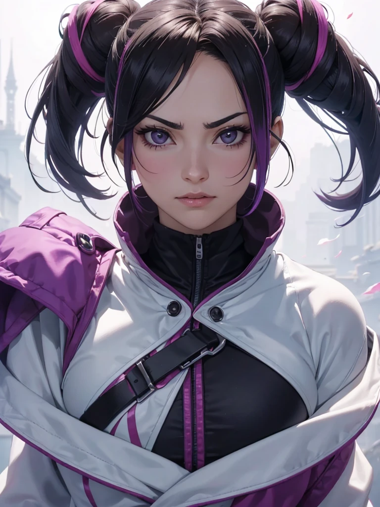 brava,irritada,Juri Han, street fighter(master part, best quality, ultra-detalhado, Melhor sombra), (Antecedentes detalhados, Olhando para o Viewer, Serious, irritado), Rosto detalhado, (best ilumination), ((Cinematic light)), colorido, hiper detalhe, dramatic light, detalhes intrincados