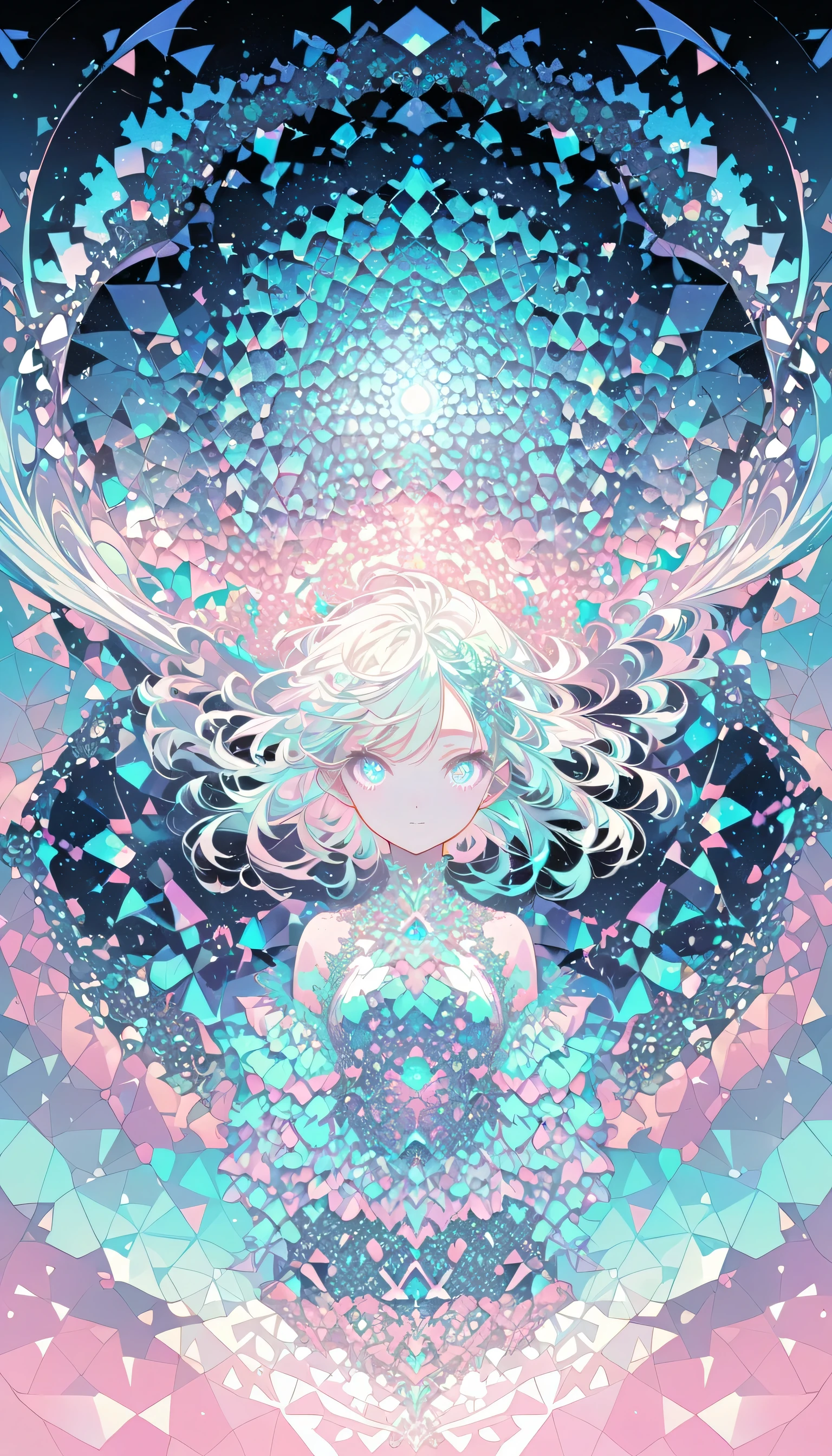 (Absurd, High resolution, Super detailed), One girl, alone, Highly detailed eyes, (Official Art, beauty and aesthetics: 1.2), (Fractal Art: 1.3), Pastel color scheme, Most detailed
