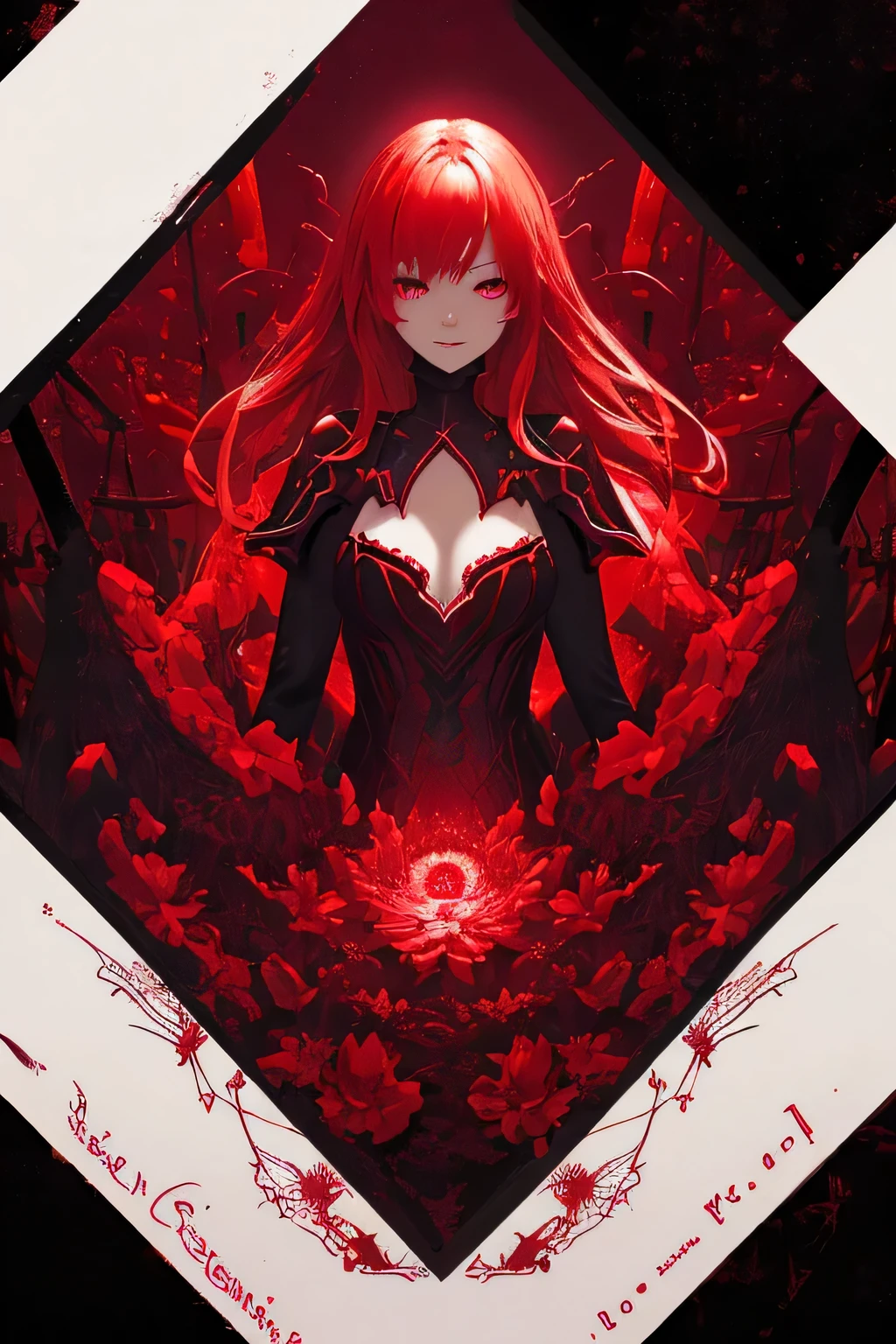 Inspired by the image of red spider lilieasterpiece, highest quality)), High resolution, 8k, Cinematic Light, High Contrast, Written boundary depth, Strong brilliance, Detailed Background, One Girl, cute, fine grain, Shining eyes, Detailed Iris,