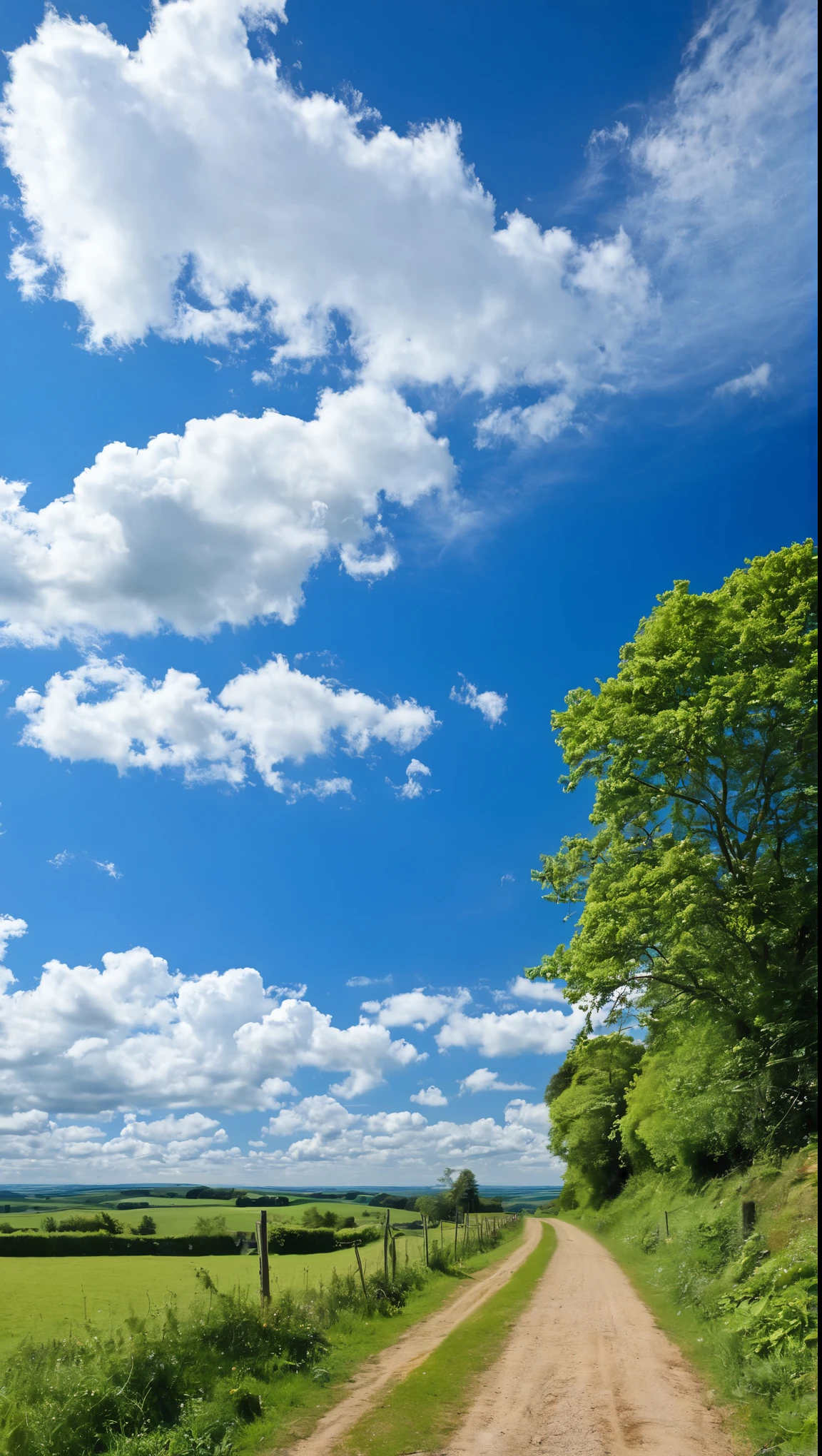 I want to live in the countryside with such beautiful blue skies.