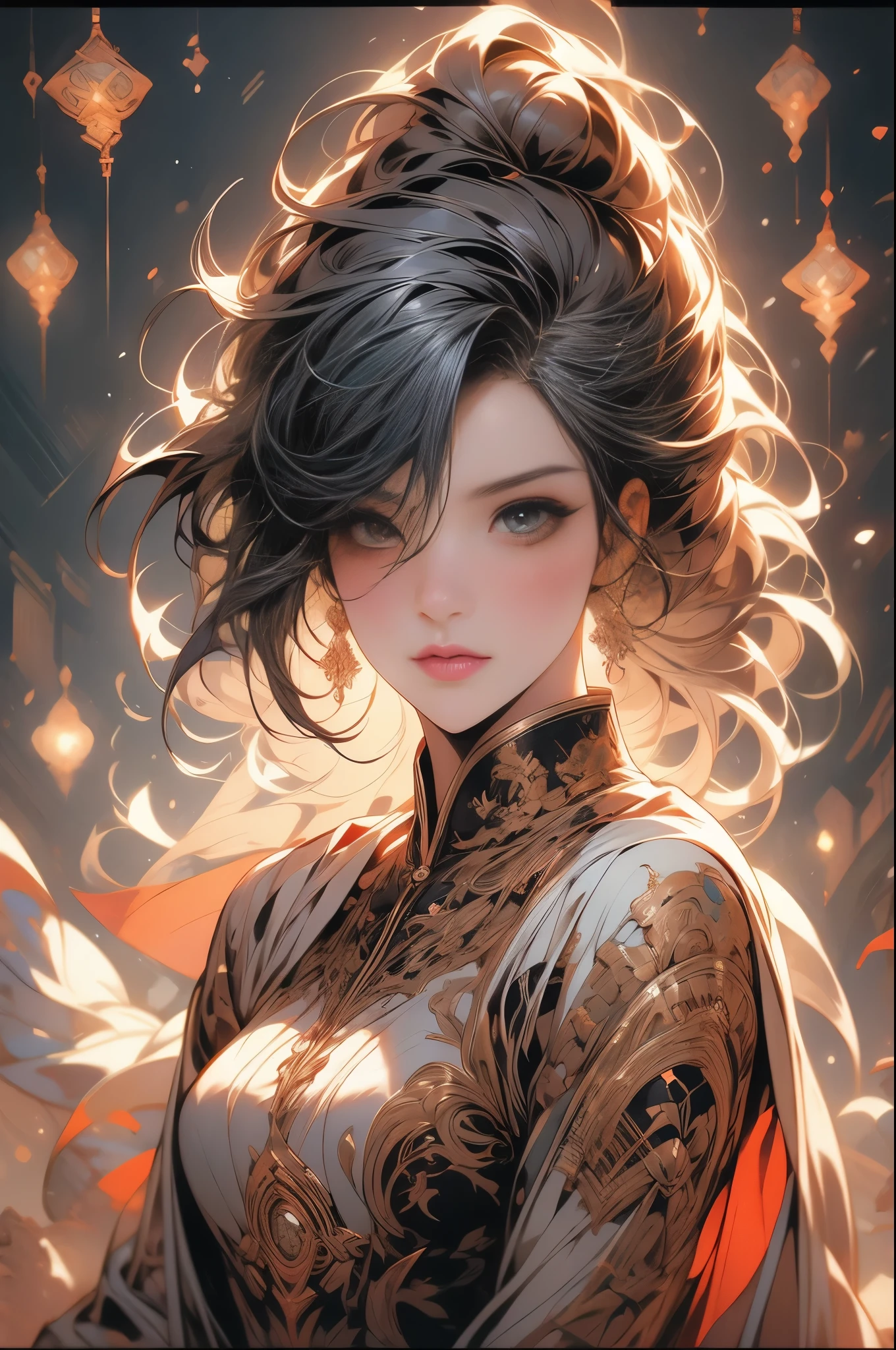 8k,A beautiful oriental girl,by Minjae Lee,Carne Griffiths,Emily Kell,Geoffroy Thoorens,Aaron Horkey,Jordan Grimmer,Greg Rutkowski,amazing depth,masterwork,surreal,geometric patterns,intricately detailed,bokeh,perfect balanced,deep fine borders,artistic photorealism,smooth,great masterwork by head of prompt engineering,woman,