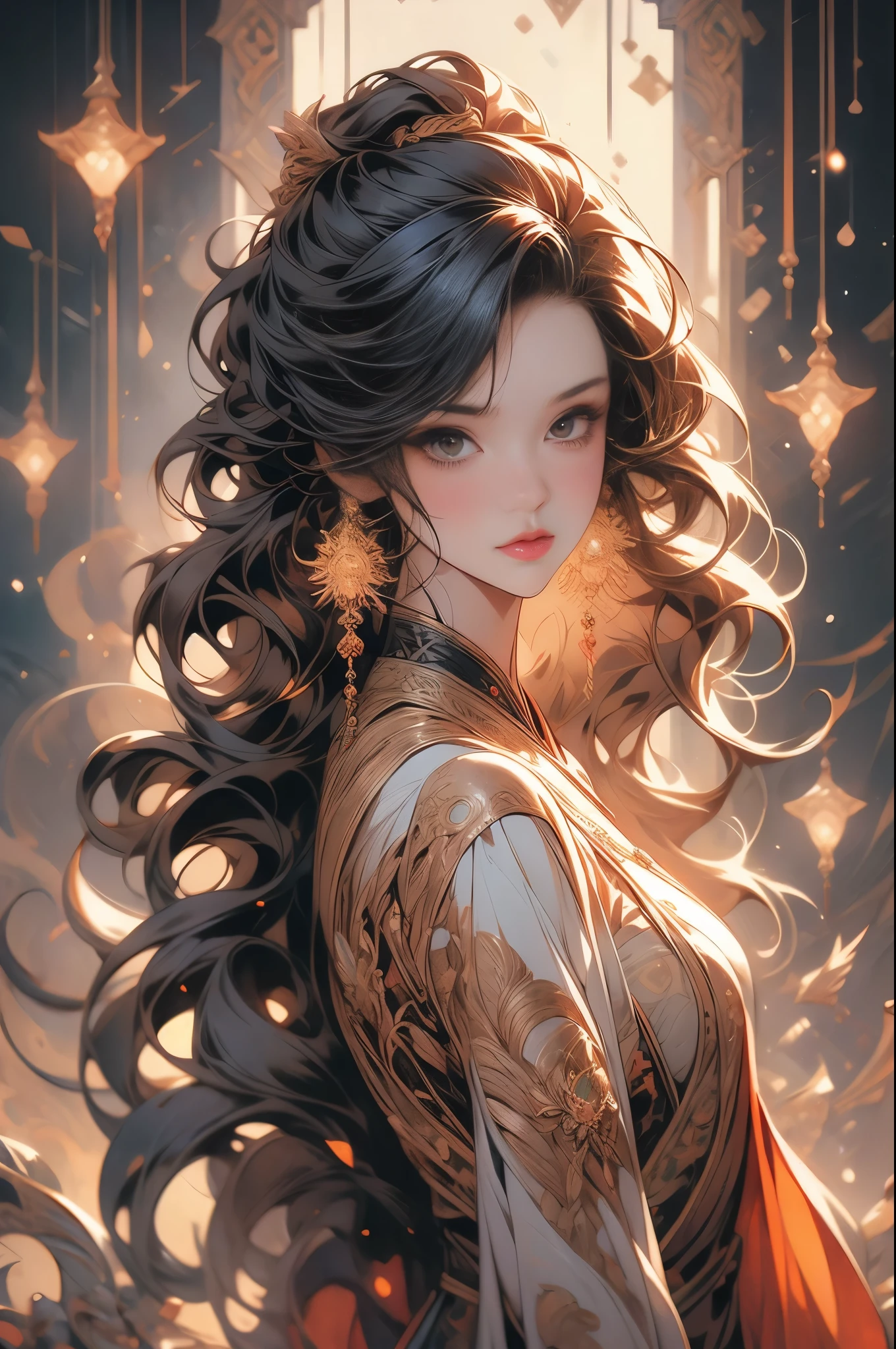 8k，A beautiful oriental girl,by Minjae Lee,Carne Griffiths,Emily Kell,Geoffroy Thoorens,Aaron Horkey,Jordan Grimmer,Greg Rutkowski,amazing depth,masterwork,surreal,geometric patterns,intricately detailed,bokeh,perfect balanced,deep fine borders,artistic photorealism,smooth,great masterwork by head of prompt engineering,woman,