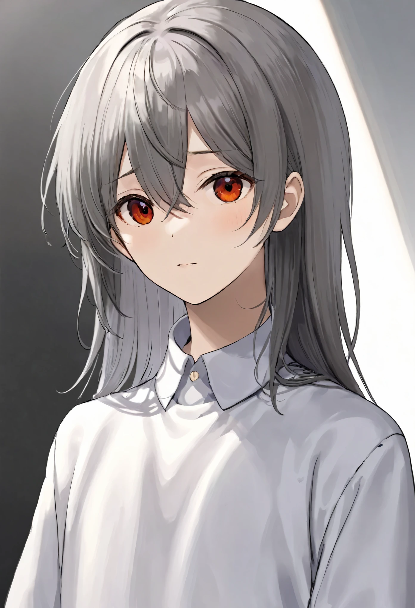 18 year old male. Gray hair mash. Height: 170cm. mole under my left eye. The eyes are red.