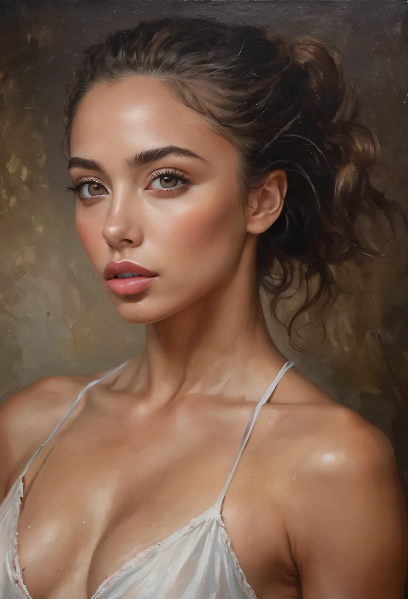 (best quality,highres),
(aesthetic,artistic:1.2),(realistic:1.37),(vivid colors),
(detailed,dynamic,athletic:1.1),
(beautiful detailed eyes,beautiful detailed lips,expressive eyes:1.1,toned body),
(sporty,confident),(strong muscles:1.1),(striking beauty),(graceful poses),
(elegant),(intense gaze),
(seamless lighting),(soft natural light),
(medium: oil painting),(smooth brushstrokes),(fine details),
(contrasting backgrounds),(dynamic composition),(captivating perspective),
(black athlete girl),
(nude art),(exquisite form),
(stylish),(impressive posing),
(strong yet feminine),(perfect proportions),
(inspiring),(masterpiece:1.2)