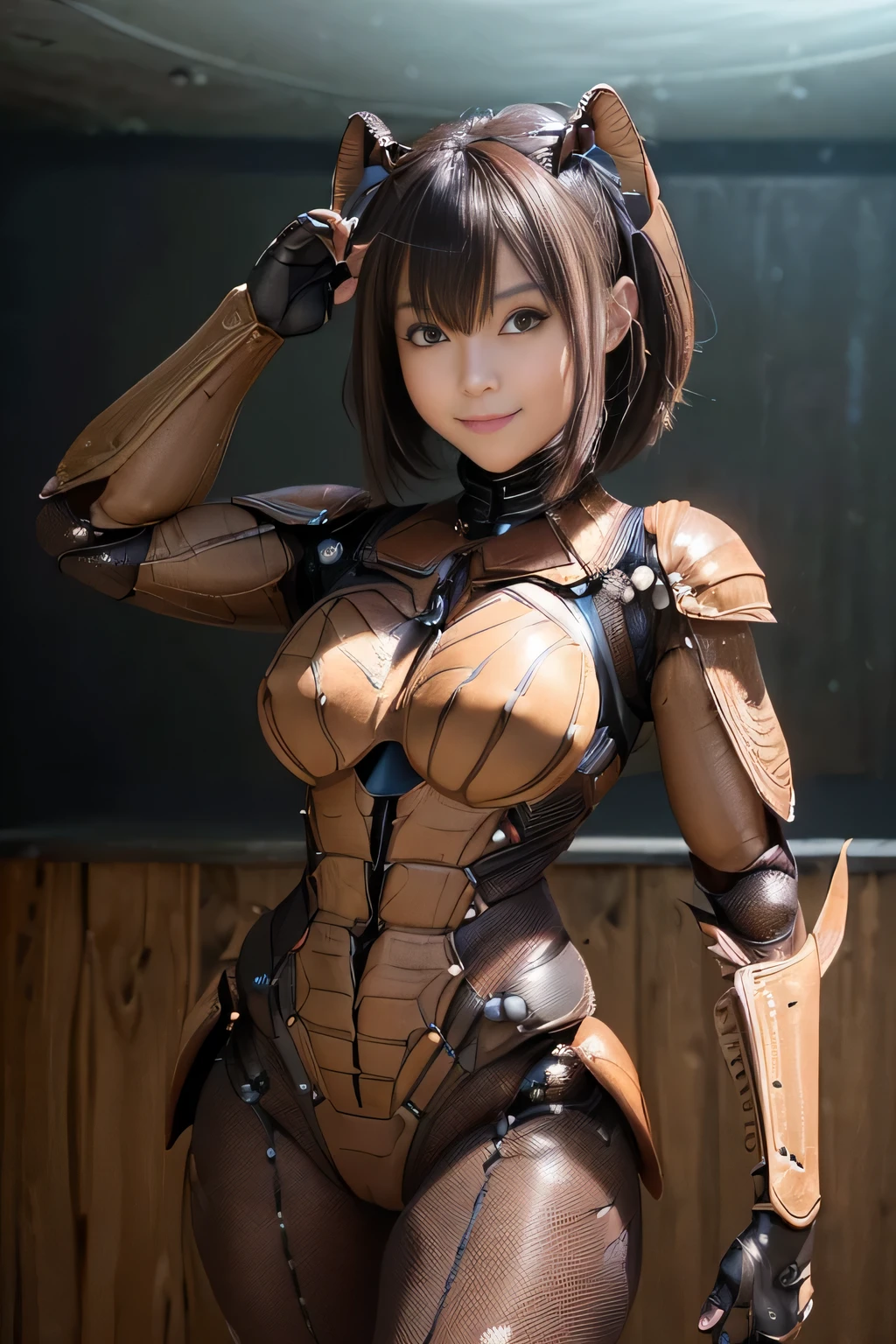 (high resolution,masterpiece,best quality,extremely detailed CG, anime, official art:1.4), realistic, photo, amazing fine details, all intricate, gloss and shiny,awesome many layers, 8k wall paper, 3d, sketch, kawaii, illustration,( solo:1.4), perfect female proportion,villainess, (fusion of dark brown cockroach and lady:1.4), (brown cockroach form lady:1.2), (brown cockroach lady:1.2), (fusion:1.2), (solo:1.4), (evil smile:1.2), muscular, abs, (cockroach brown exoskeleton bio insect suit:1.4), (cockroach brown exoskeleton bio insect armor:1.2), (brown transparency cockroach wing:1.4), (brown cockroach antennae:1.3),