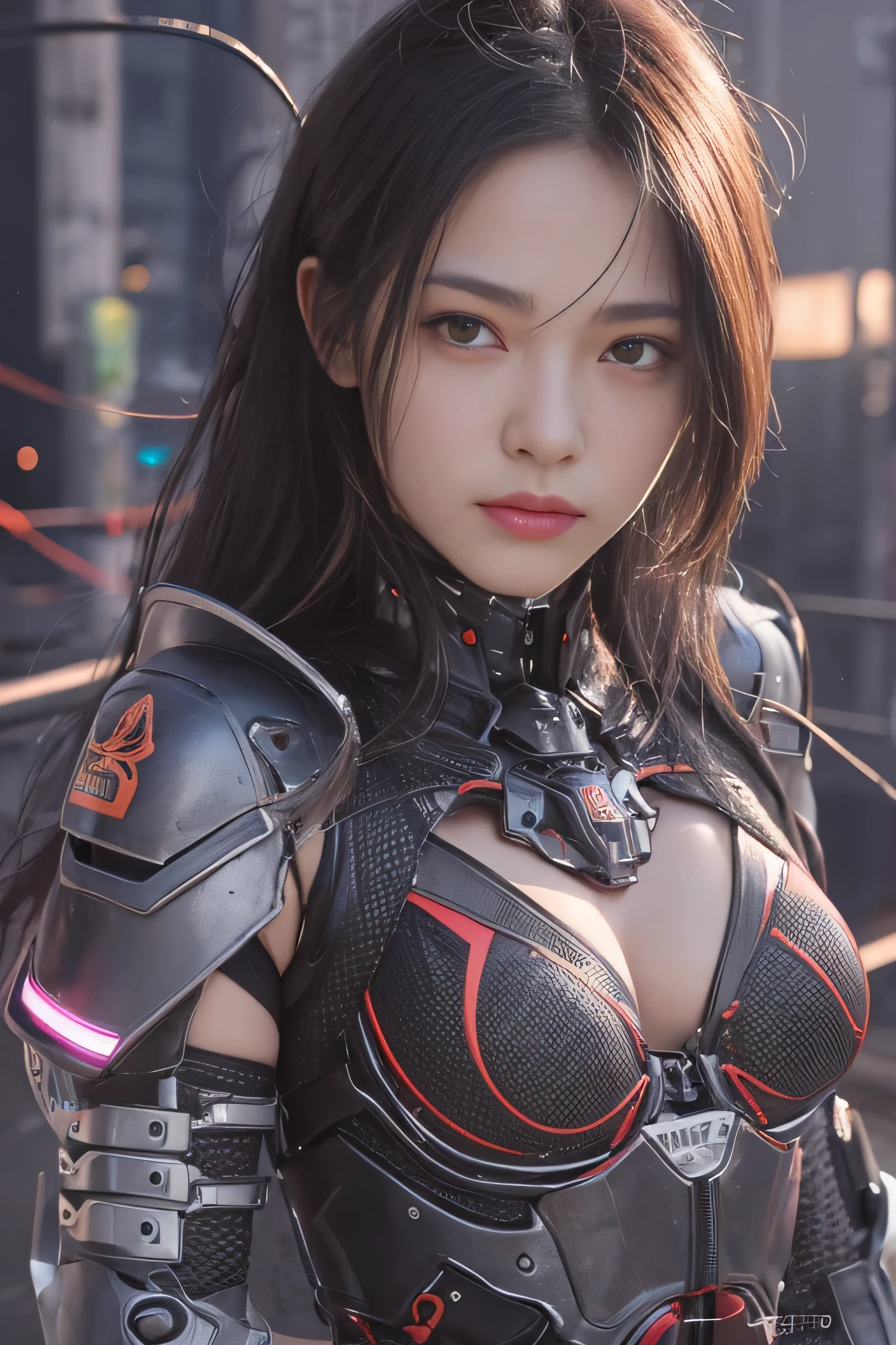 (기계1 girl과 외계인 1명)、（mystical expression）、top quality、masterpiece、Super high resolution、(realistic:1.4)、((heavy chest)),raw photo、1 girl、shiny skin、(((1 Mechanical Girl)))、((transparent crystal suit bodysuit、the body can see through)).(natural alien background to fight aliens)、(Compact LEDs)、((매우 realistic 디테일))),world lights、shadow、octane render、8K、very sharp、desk person background、giant 、Raw skin exposed in cleavage、red metal、Details of intricate ornaments、Japan Details、very intricate details、realistic light、(mystical expression),CG Society Trenlow Eyes、Shining eyes towards the camera、Mechanical peripheral blood vessels connected to tubes with neon details)、(Wires and cables connected to the head)、Compact L,mechanical thighs、Two-Stock、（Hands were also made by machines）、、alien from the future、Please wear a mechanical helmet.、