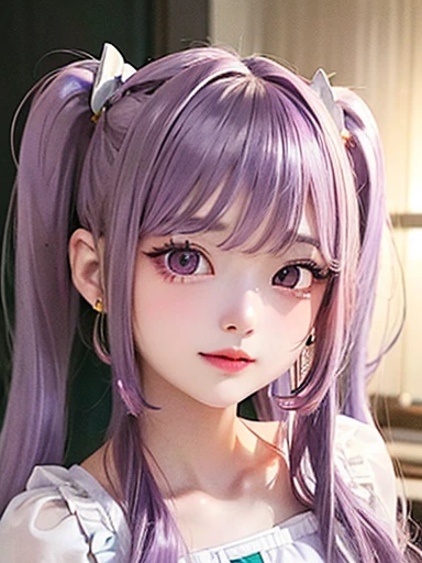 Small face、 )Very detailed,Bright colors, Very beautiful detailed anime faces and eyes, Look straight ahead, Shiny_skin,girl, (((Rainbow Hair, Colorful Hair, Half purple hair、half red hair: 1.2))), 、Shiny hair, Delicate beautiful face, blush、Glasses、(Turquoise Eyes), , Valletta, Earrings,、((Flower Garden、Sunset、Luxury Hotel))、((Silver、translucent、Short sleeve、Floral、race、Lolita、blouse))、(Twin tails)、(smile、Happy Face、face dyed red)、Cheerful pose、dynamic、Upper Body、