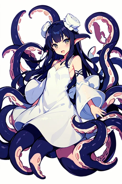 Scylla、White tentacles、White Simple Dress、