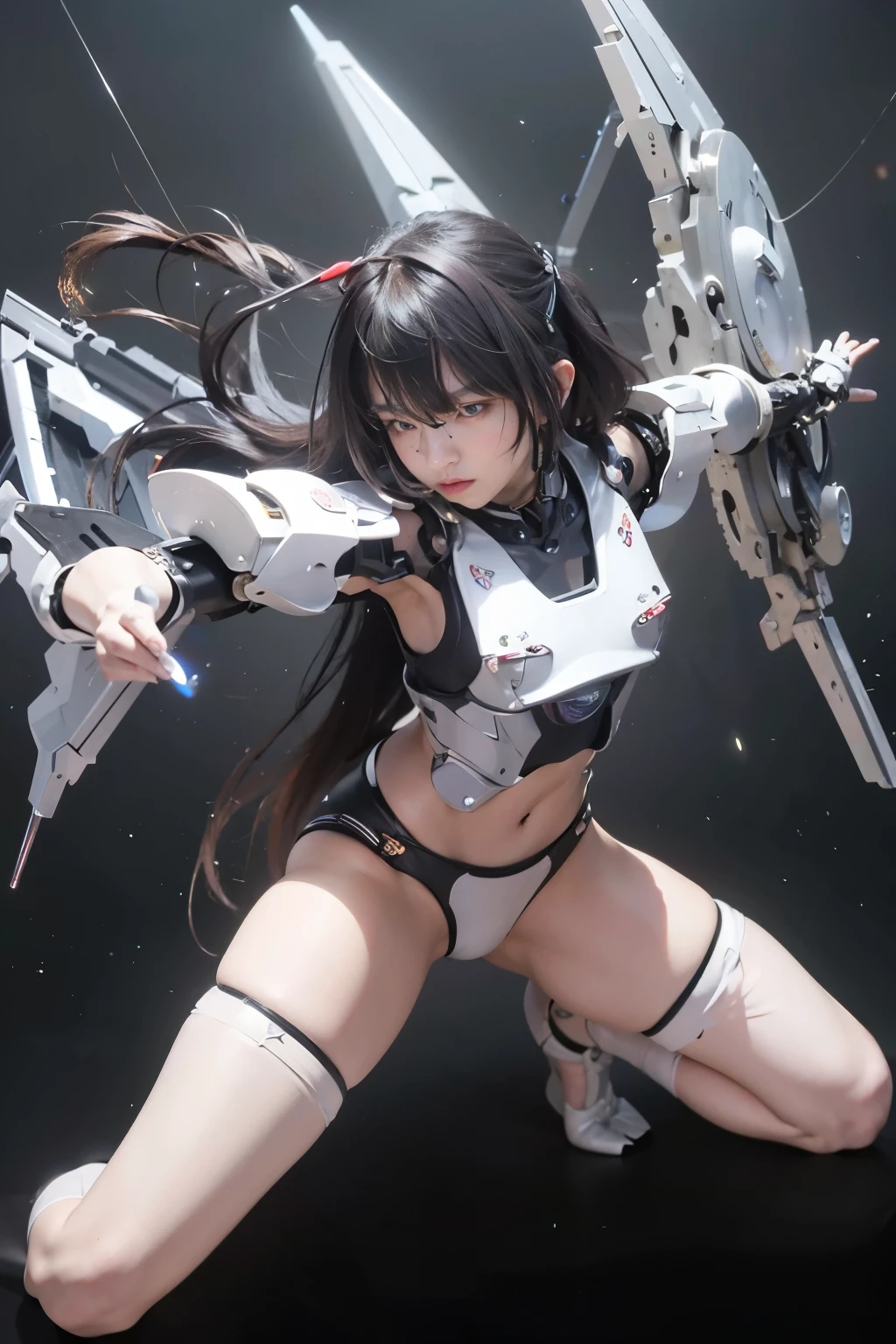 (masterpiece, best quality:1.2), (8k uhd, 16k, 32k, ultra high res), (photorealistic:1.37), (RAW photo), ultimate-realistic, ultimate-realistic details, ultimate-realistic texture, ultimate-intricate details, ultimate-realistic lighting, ultimate-realistic shadow, japanese girl, ultimate-cute face, ultimate-RAW skin, ultimate-realistic eyes, (mechanical:1.4), (armor), full body, wide shot, (Steampunk Battle Cyborg fallen angel)、large wings made of metal、black porcelain body、red hair、glowy skin、1 Cyborg girl、(mechanical frame:1.3)japanese, extremely cute face, ((super realistic details))、portrait、globalillumination、Shadow、octan render、8K、ultrasharp、character edge light、Details of complex ornaments、Acrylic Clear Cover、Sumerian details、Hydraulic cylinder、Small LED lamp、highly intricate detail、Realistic light、a purple eye、radiant eyes、Facing the camera、neon details、cowboy shot、Futuristic headgear、About Cyberpunk
