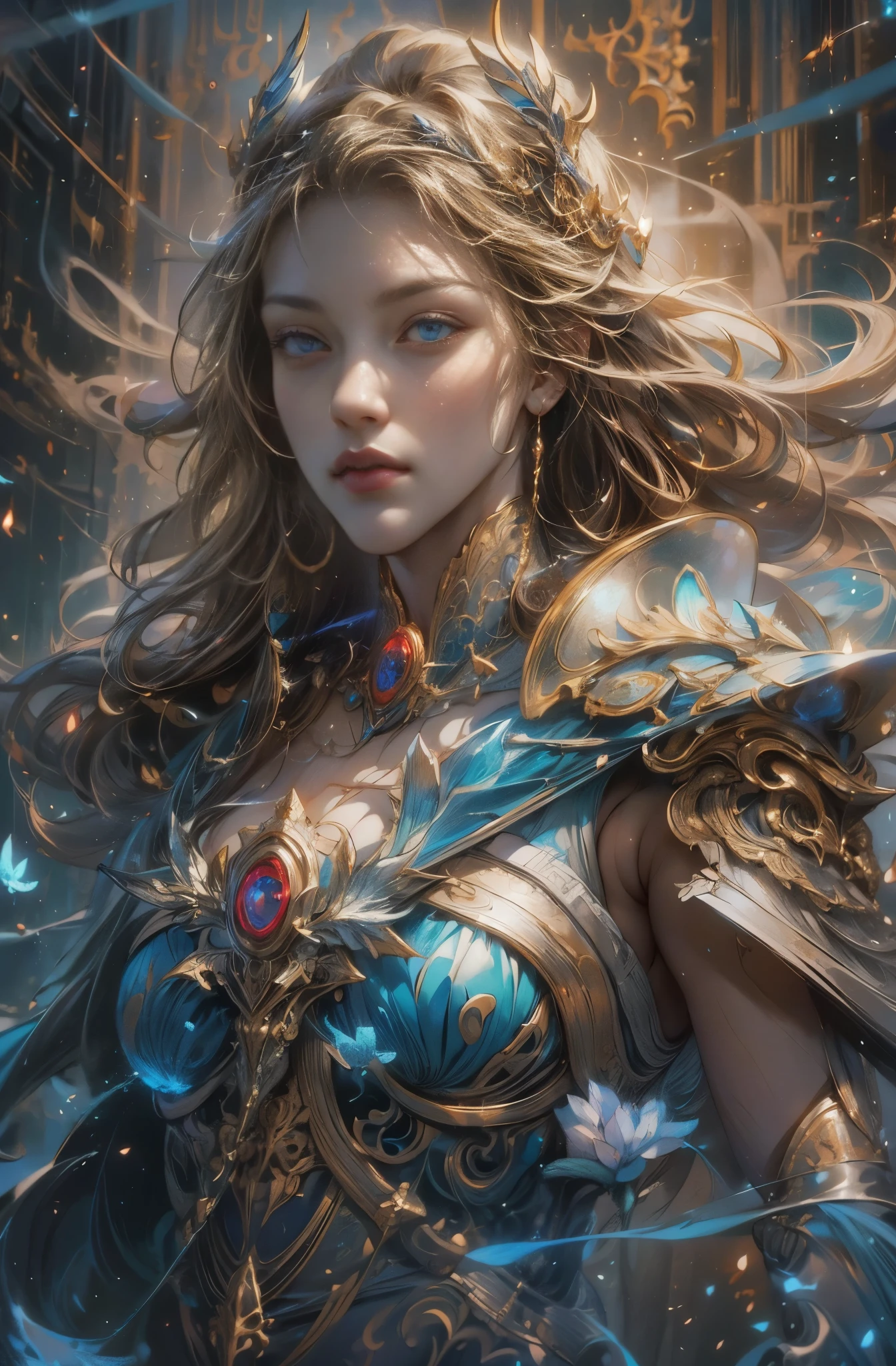 Athena, Patron goddess of the city, olympus' Trump, Invincible female general, Aegis Shield, Female warrior in armor, 4k fantasy art, Written by Gene Jay., Fantasy art style, 2. 5D CGI Anime Fantasy Artwork, epic Fantasy art style hd, Epic fantasy digital art style, Detailed fantasy art, Detailed digital 2D fantasy art, Luan Jia and Artgerm, 8k fantasy art, Sharp contours, very fine and beautiful eyes, Beautiful and delicate blue eyes, pretty much beautiful face, Unparalleled beauty, masterpiece, highest quality, The perfect angle, Perfect composition, Best Shot, Official Art, Cinematic light, Very beautiful and fantastic scenery, chivalry dream, in front, Michael'S letter, Christoph Huge 、Ultra-precision coating, Luminism, art by Carne Griffiths and What a bone Concept Art, 4K resolution, Fractal isometricdetailed bioluminescence , 3D Rendering, Octane Rendering, Exquisitely crafted , Cinematic, Trending isometric surreal cover photos、Art Station'Amazing full color, handwritten, Hit definition , Cinematic,Great background, Abstract Beauty,stand, Approaching perfection, Pure Form, Golden Ratio, smallest, Revert, Concept Art, Brian Froud、Karn Griffiths、What a bone、John William Waterhouse, Intricate details, 8K Post-Production, High resolution, Hyper Detail, Art Stationのトレンド, Studio shot, Intricate details, Extremely delicate and detailed painting style, Beautiful painting art, Greg Rutkowski, close, women only
