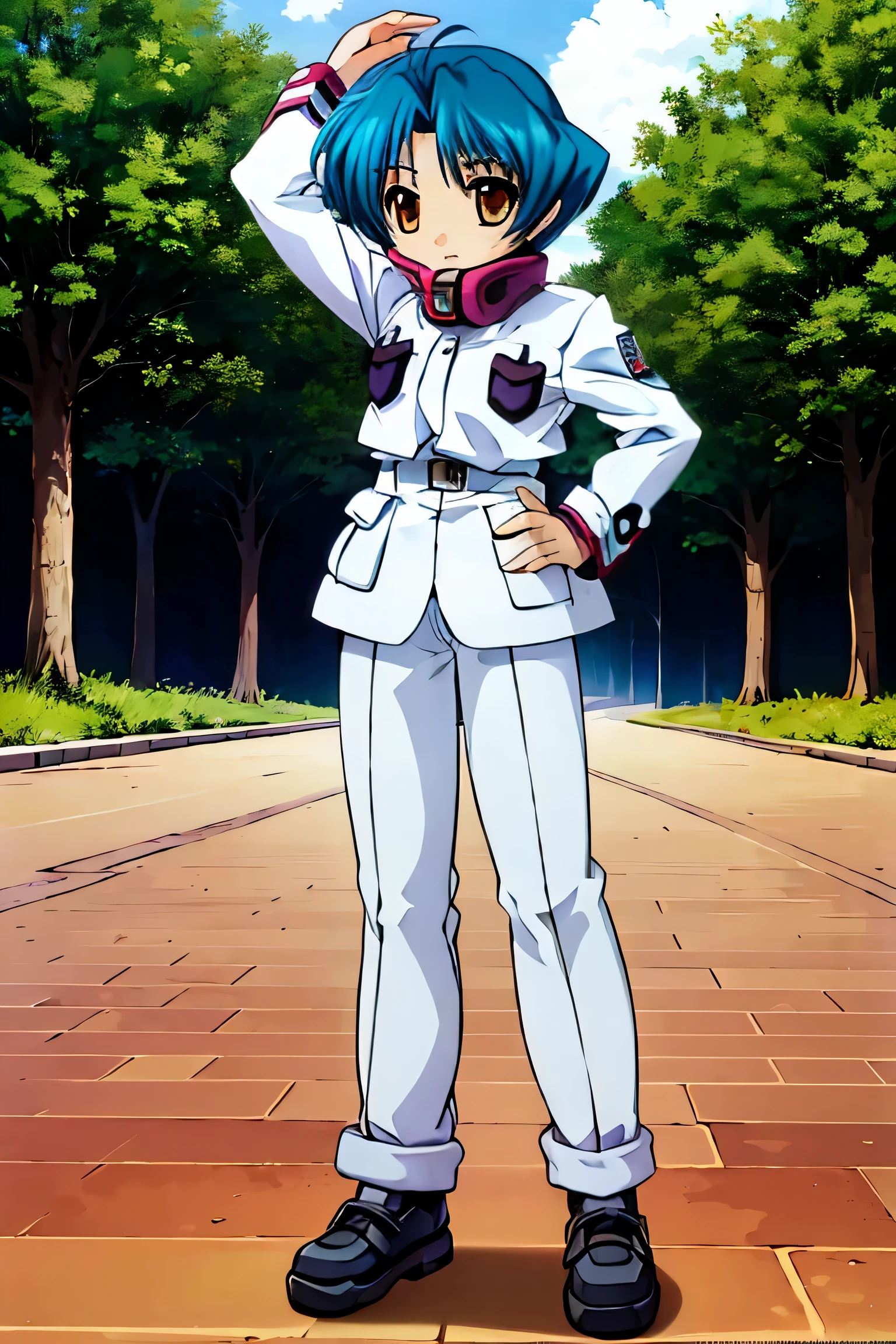 (highest quality:1.3),(ultra-become familiar with:1.5),High resolution,extremely become familiar with CG,unity 8k wallpaper,official art,become familiar with,super become familiar with skin,perfect ???????,beautiful become familiar with eyes,(anime screenshot:1.11),very delicate and beautiful,(90s anime,90s anime style,cel shaded anime:1.17),1 girl,anmnr solo, ((Yoroi Mikoto:1.52)), White Gakuran,White trousers,