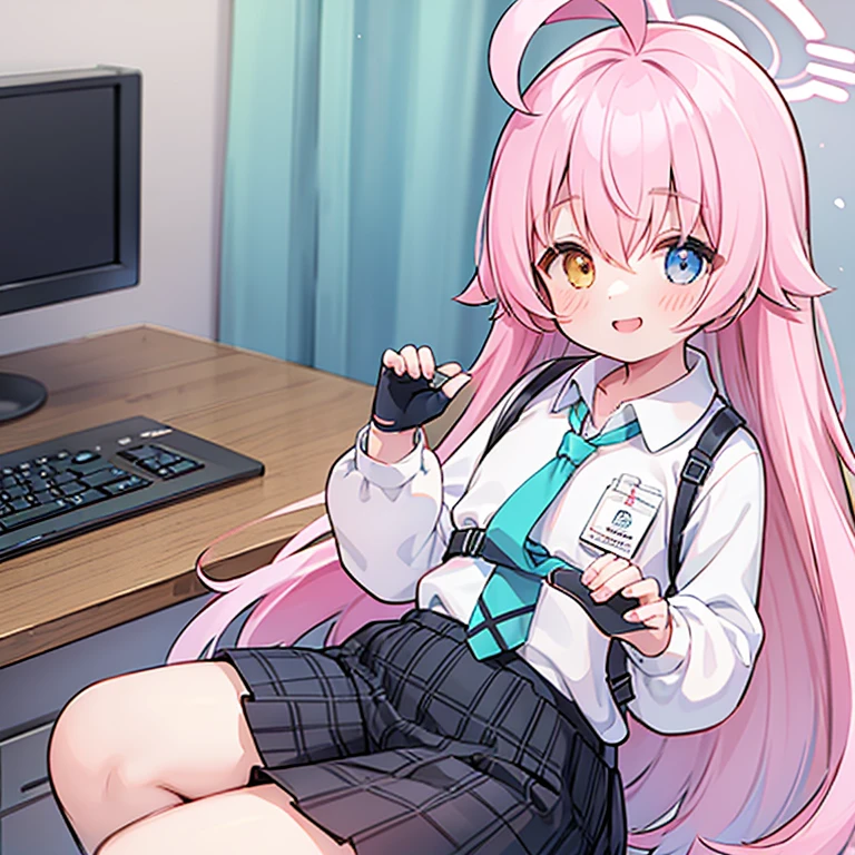1 Girl、Kotoriyu Hoshino、Pink Hair、Ahoge、Odd Eye、Short、smile、cute