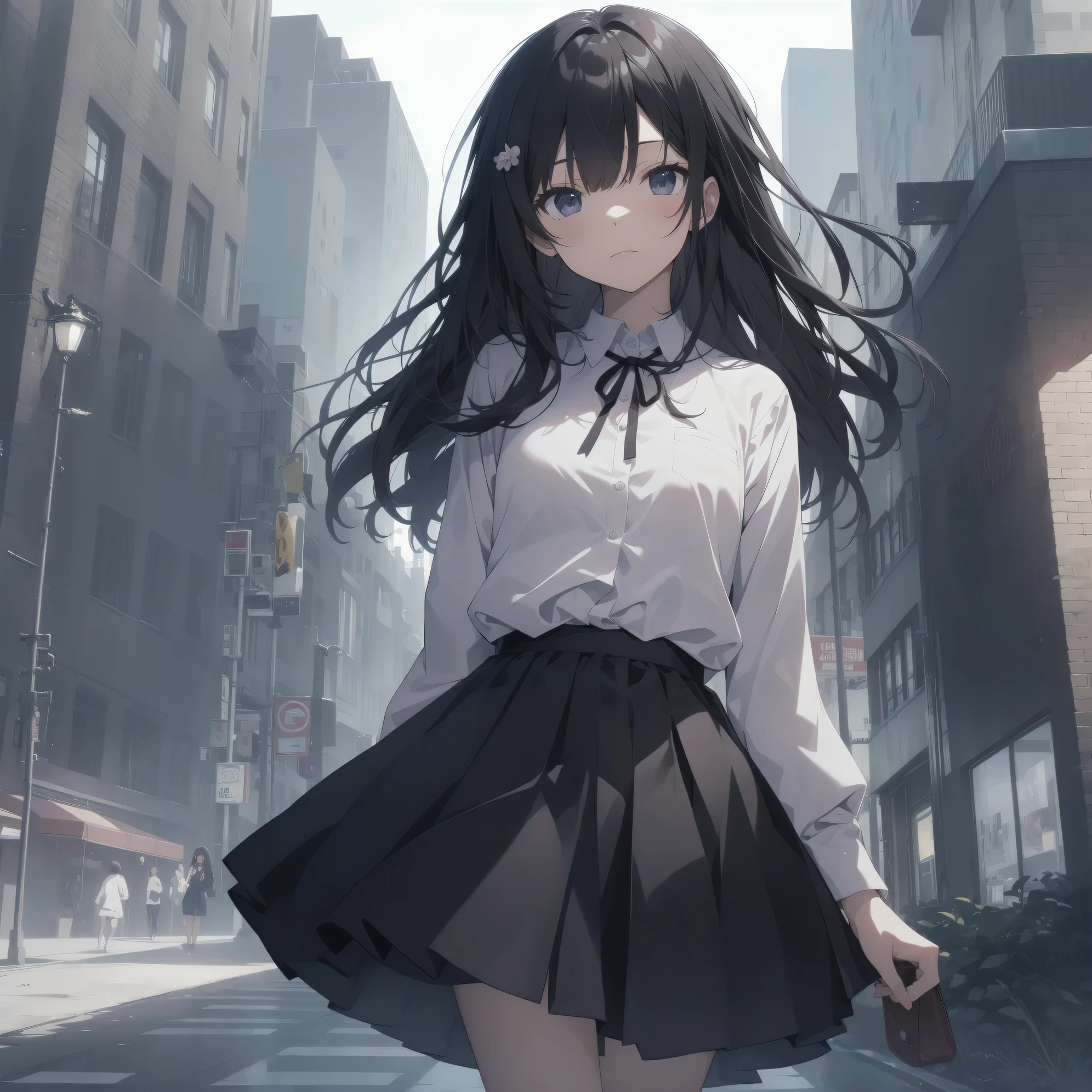 ultra-absurdres-Top quality by artist God, ultra-detailed, high resolution, anime moe artstyle, best anime 8k konachan wallpaper, pixiv contest winner, perfect anatomy,break, 1girl, (Please draw a girl walking sleepily to school alone. )break,(Solo,little female, 13-year-old:1.3),Full limbs, complete fingers,a junior high school student, Attractiveness of immature bodies, (very short hair), short cut, flat chest, , small butt, small black eyes, beautiful detailed eyes, well-proportioned iris and pupils, expressive eyes, highres detailed hair, soft expression, school_uniform, pleated skirt,(Detailed Lighting), (Detailed background), in the School commute route. break,super detailed skin, Best cinematic lighting powered by famous artist, 8k,beauty illustration,photoshop_(medium),very aesthetic,break,((artist:fujiyama )), artist:akinashi yuu ,artist:oyari ashito ,artist:kantoku ,