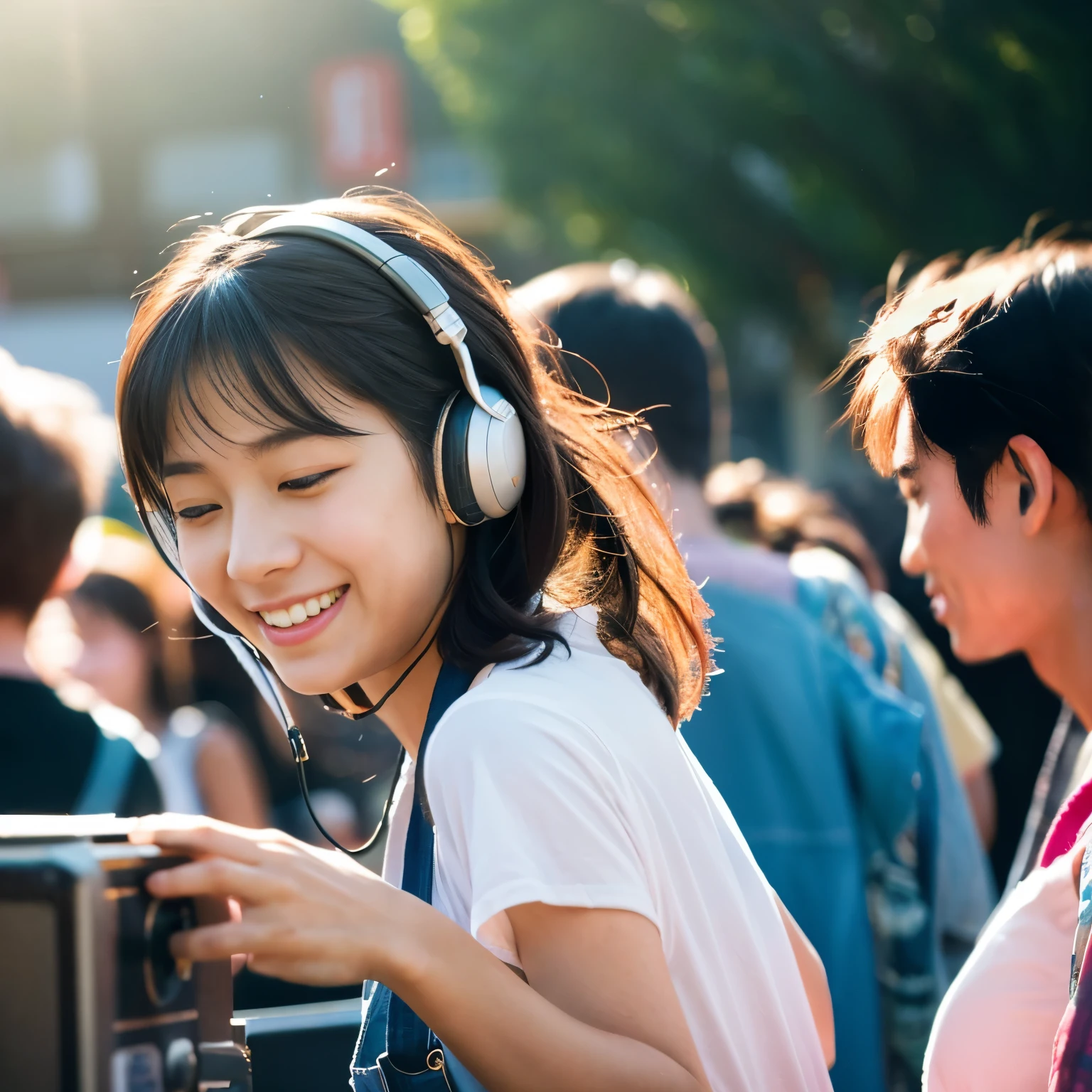 Prompt 1:
Capture a photorealistic portrait of a young Niigata woman, her face illuminated by the warm glow of her smartphone screen as she immerses herself in her favorite music. Her earbuds rest gently in her ears, and a serene smile graces her lips as she sways to the rhythm. The background should be a cozy and inviting corner of her bedroom, with soft lighting and personal touches that reflect her unique style.
Prompt 2:
Depict a high-resolution photograph of a stylish Niigata woman strolling through the vibrant streets of her city, her earbuds plugged in and her head bopping to the beat. Capture the energy and vibrancy of the surroundings while maintaining a focus on her genuine enjoyment of the music. Her attire should reflect her fashionable sense, and the overall composition should exude a sense of youthful exuberance.
Prompt 3:
Create an extremely detailed photo of a young Niigata woman lost in her own world as she listens to music during a train ride. The rhythmic swaying of her body and the focused expression on her face convey her deep connection to the music. The train window should frame a picturesque view of the Niigata countryside, adding a touch of tranquility to the scene.
Prompt 4:
Render a hyperrealistic portrait of a Niigata woman relaxing at home, completely absorbed in the music playing through her headphones. Her eyes are closed, and a contented sigh escapes her lips as she lets the melodies wash over her. The room should be bathed in soft, natural light, creating a sense of warmth and serenity.
Prompt 5:
Compose a high-resolution photograph of a young Niigata woman attending a local music festival, her face lit up with excitement as she watches her favorite band perform live. The crowd around her is energetic and enthusiastic, but her gaze remains fixed on the stage, reflecting her genuine passion for music. Capture the vibrant atmosphere of the festival and the woman's infectious enthusiasm.
