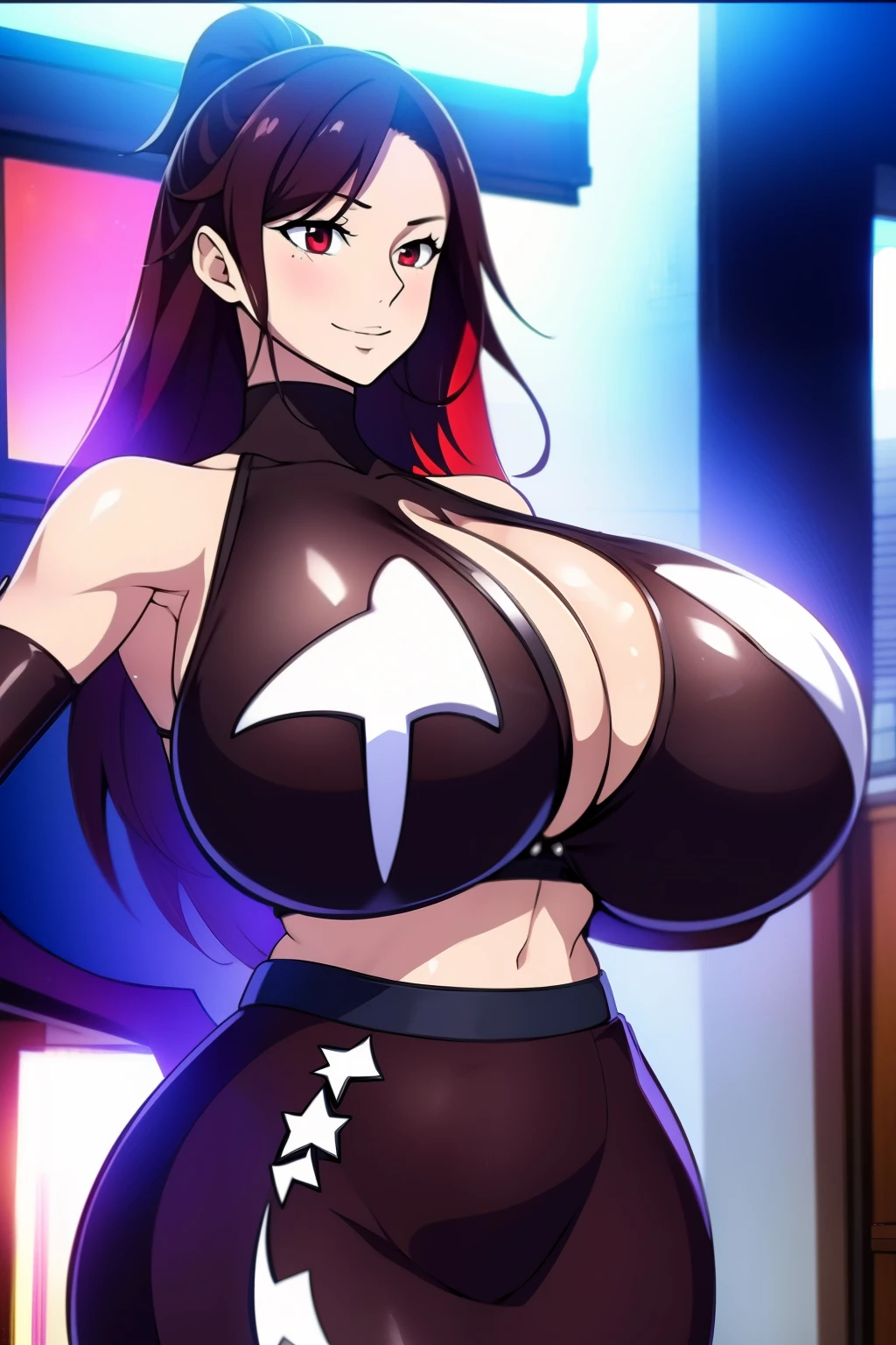 An anime-style artwork depicting Mizuki_Shiranui from the game Honkai star rail.

Tags: Mizuki_Shiranui, anime, detailed eyes, detailed lips, crop top, turtleneck, pencil skirt, smiling expression, intense gaze, dynamic pose, indoor, palace, vibrant colors, digital art, high-resolution, professional quality, gigantic breasts, (underboob : 1.4), curvy, cowboy shot, (gigantic breasts: 1.4),