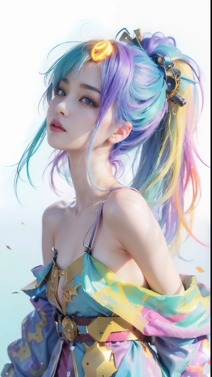 (masterpiece, best quality:1.2), (8k uhd, 16k, 32k, ultra high res), (photorealistic:1.37), (RAW photo), ultimate-realistic, ultimate-realistic details, ultimate-realistic texture, ultimate-intricate details, ultimate-realistic lighting, ultimate-realistic shadow, japanese girl, ultimate-cute face, ultimate-RAW skin, ultimate-realistic eyes, (mechanical:1.4), (armor), full body, wide shot, (Steampunk Battle Cyborg fallen angel)、large wings made of metal、black porcelain body、red hair、glowy skin、1 Cyborg girl、(mechanical frame:1.3)japanese, extremely cute face, ((super realistic details))、portrait、globalillumination、Shadow、octan render、8K、ultrasharp、character edge light、Details of complex ornaments、Acrylic Clear Cover、Sumerian details、Hydraulic cylinder、Small LED lamp、highly intricate detail、Realistic light、a purple eye、radiant eyes、Facing the camera、neon details、cowboy shot、Futuristic headgear、About Cyberpunk