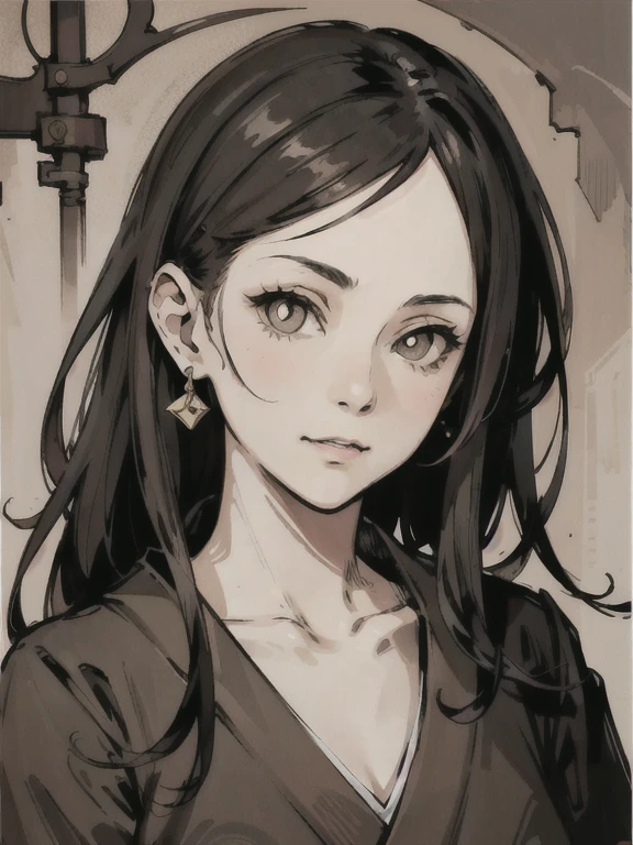 (High resolution), (Ultra delicate), (clear), Realistic，((Sepia hair girl)).((punk)），face，Skin realism、A fusion of Japanese style and the near future、Black pupil、Astrology