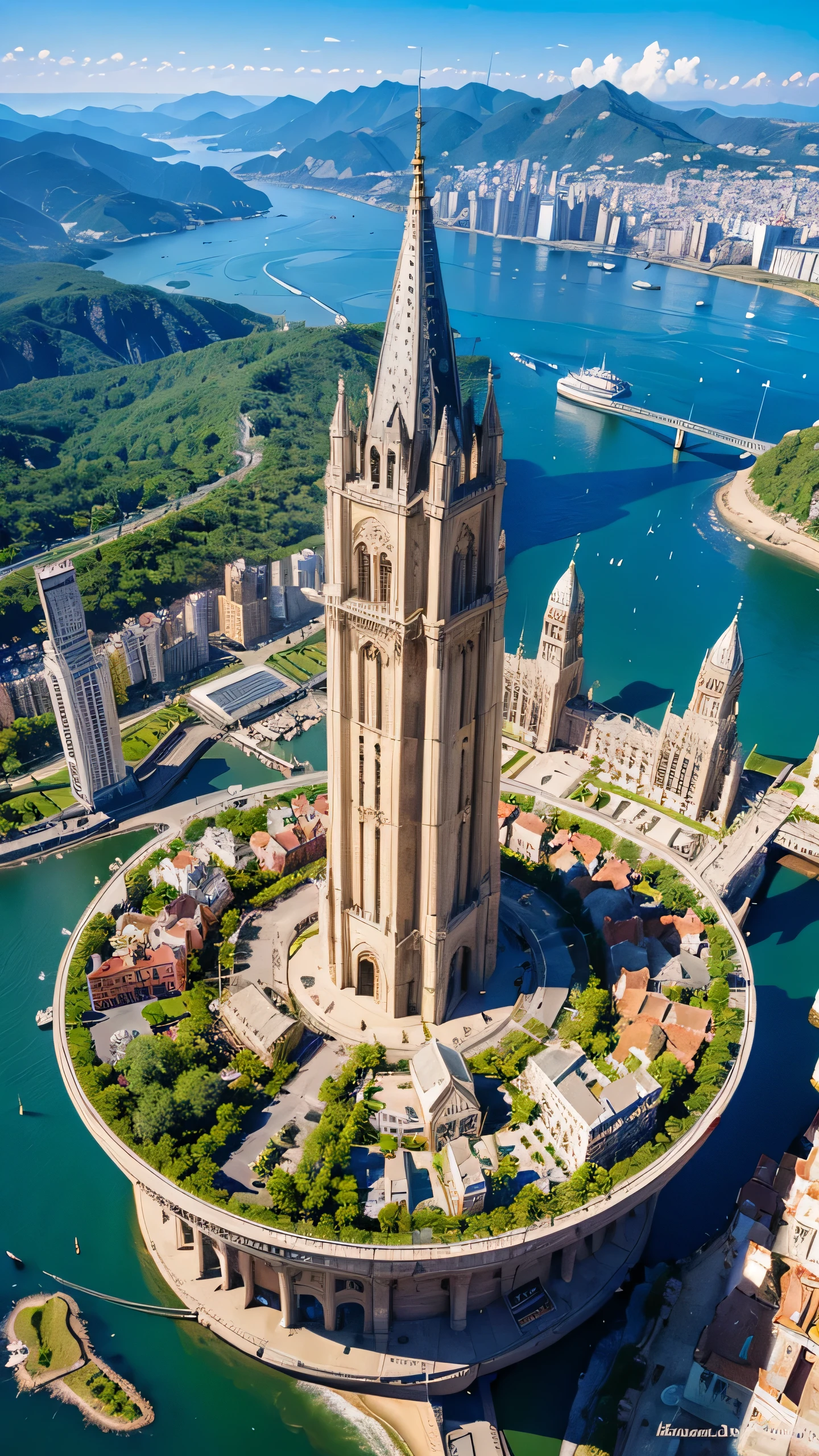 Highest quality,Fantasy,Aerial,City