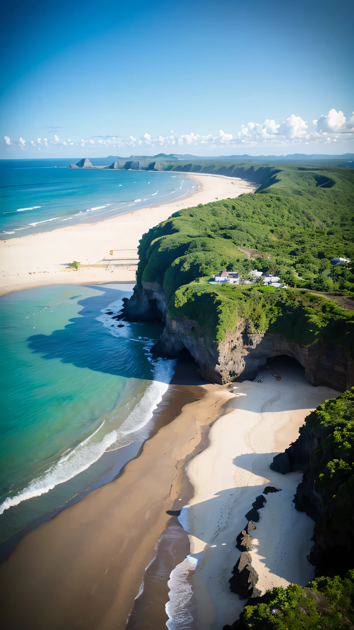 Highest quality,Fantasy,drone photography,beach