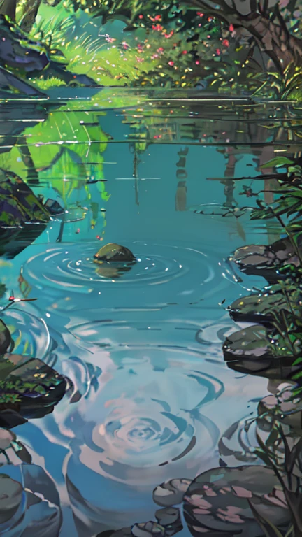 Japanese ancient times, spring, jungle, lake, cave, waterfall, tree, meadow, rock, deer, hot spring, water vapor, (illustration: 1.0), epic composition, realistic lighting, HD details, masterpiece, best quality, (very detailed CG unified 8k wallpaper) --v 6