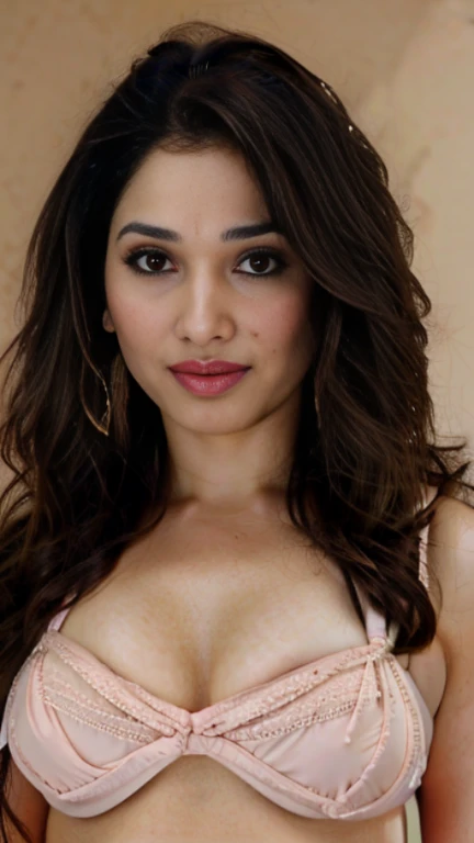 a closeup half body photo of a average size milf Tamanna, long shaggy hair, ((amazing milf body)), pronounced feminine feature, busty,(((string bikini))), [shaggy hair], flirting with camera,t4mm body, (((ultra realistic))), 33 year old face, sexy navel and cleavage, photo realistic,busty, looking at viewer, fleshy body, milky,(( milf fleshy face))